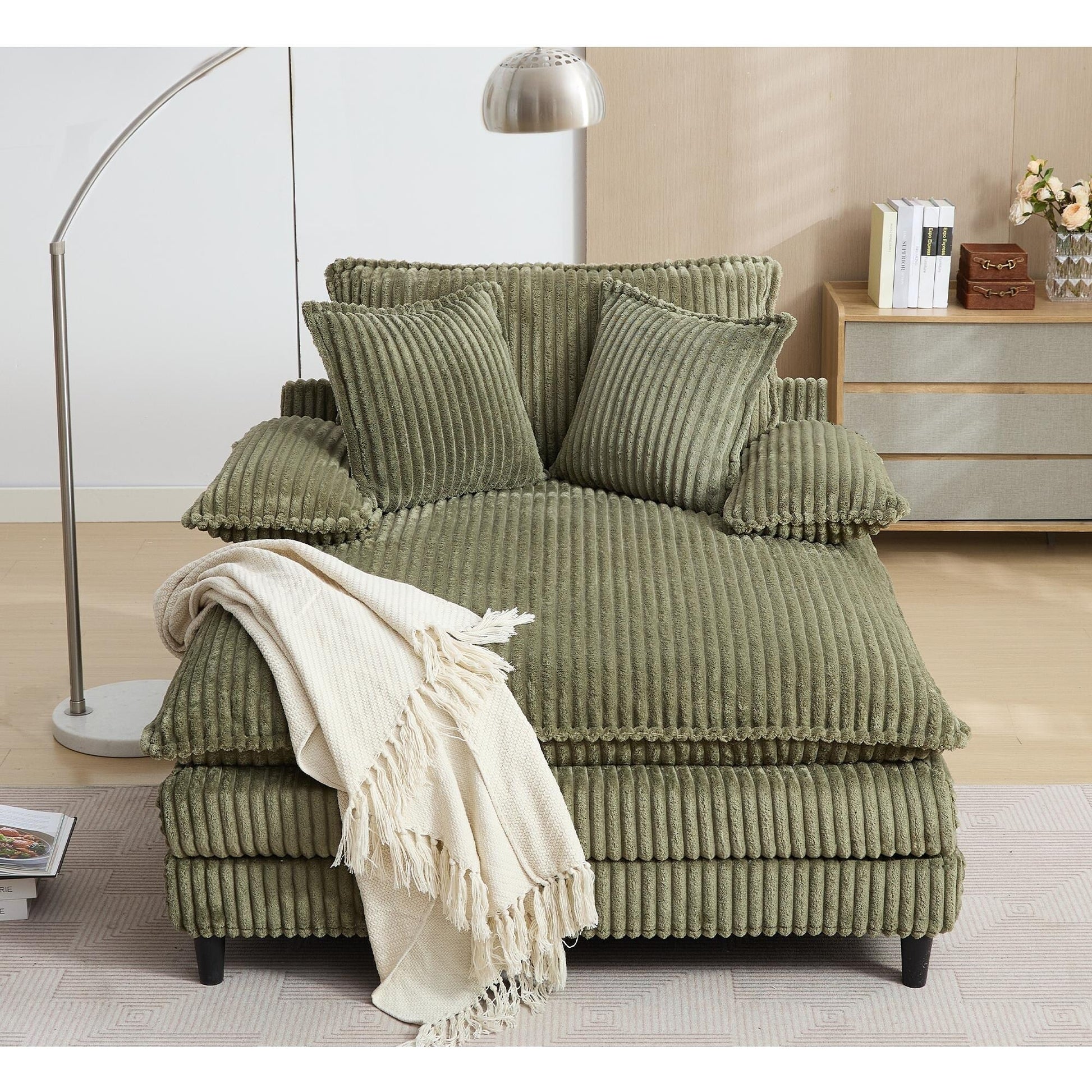 Fauteuil de salon extra large de 54,75 po, canapé-lit moelleux avec coussins et 2 oreillers
