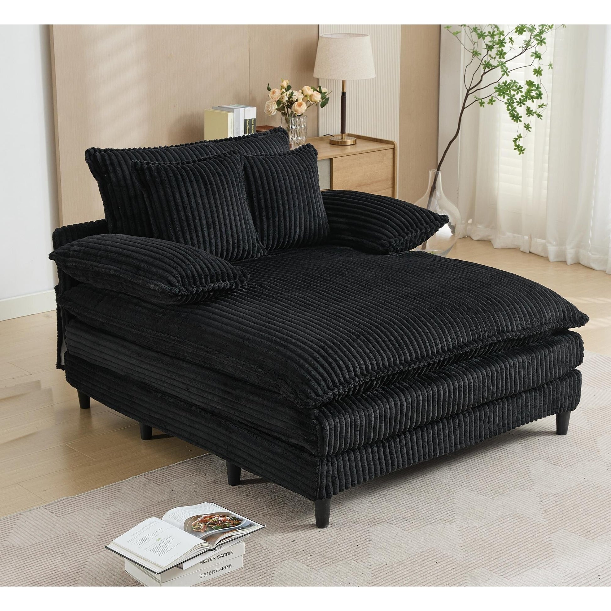 Fauteuil de salon extra large de 54,75 po, canapé-lit moelleux avec coussins et 2 oreillers