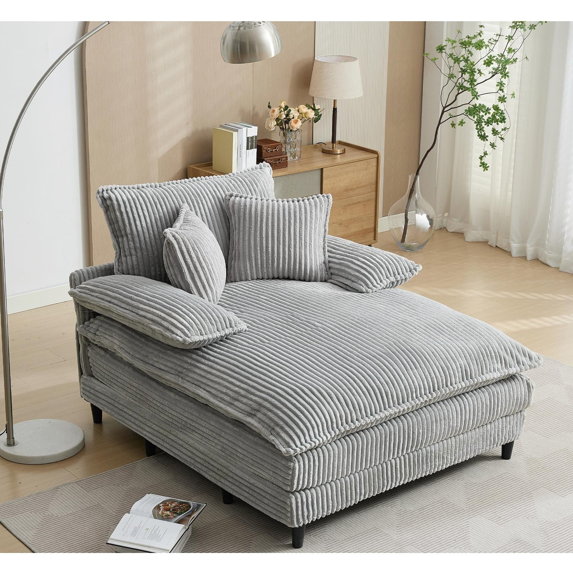 Fauteuil de salon extra large de 54,75 po, canapé-lit moelleux avec coussins et 2 oreillers