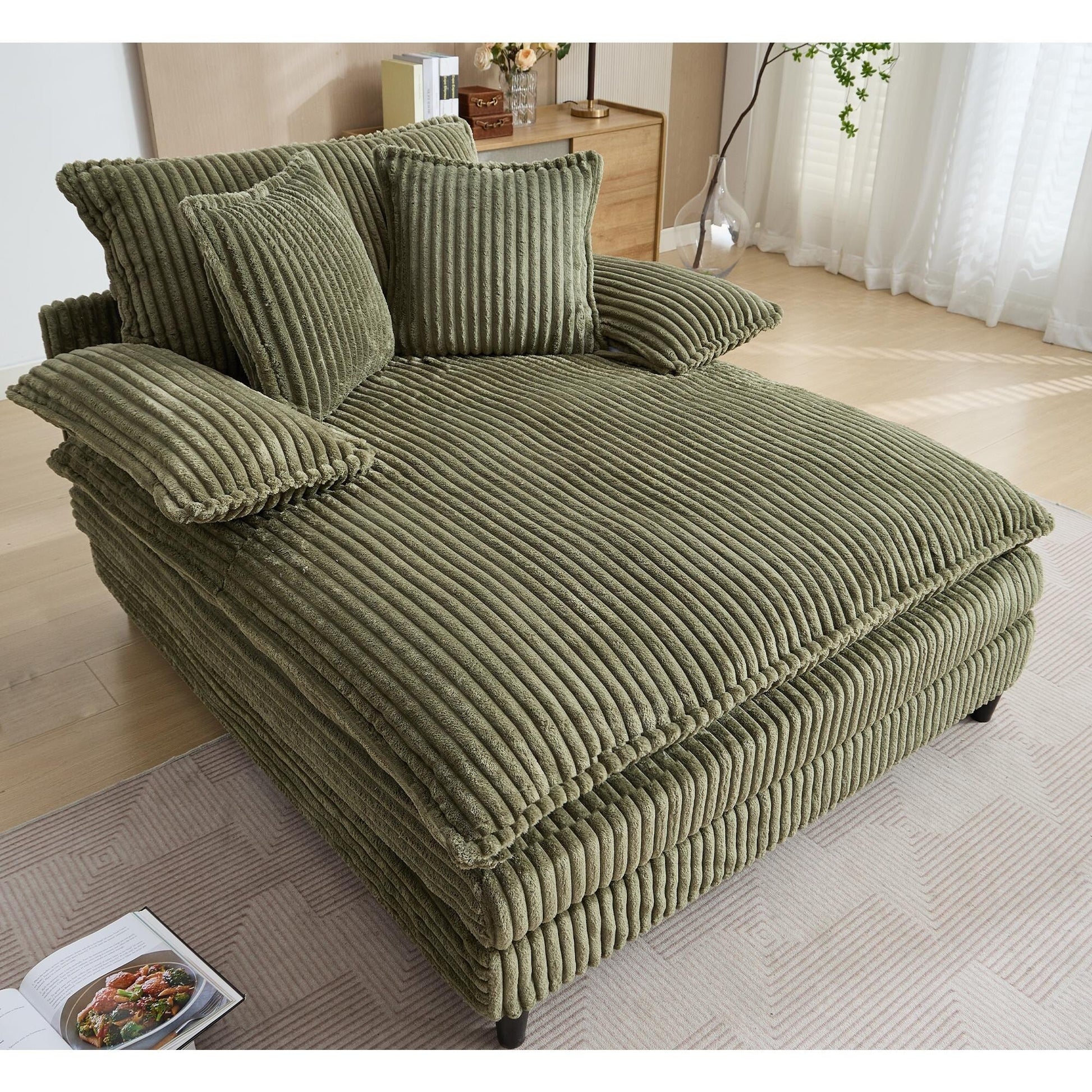 Fauteuil de salon extra large de 54,75 po, canapé-lit moelleux avec coussins et 2 oreillers