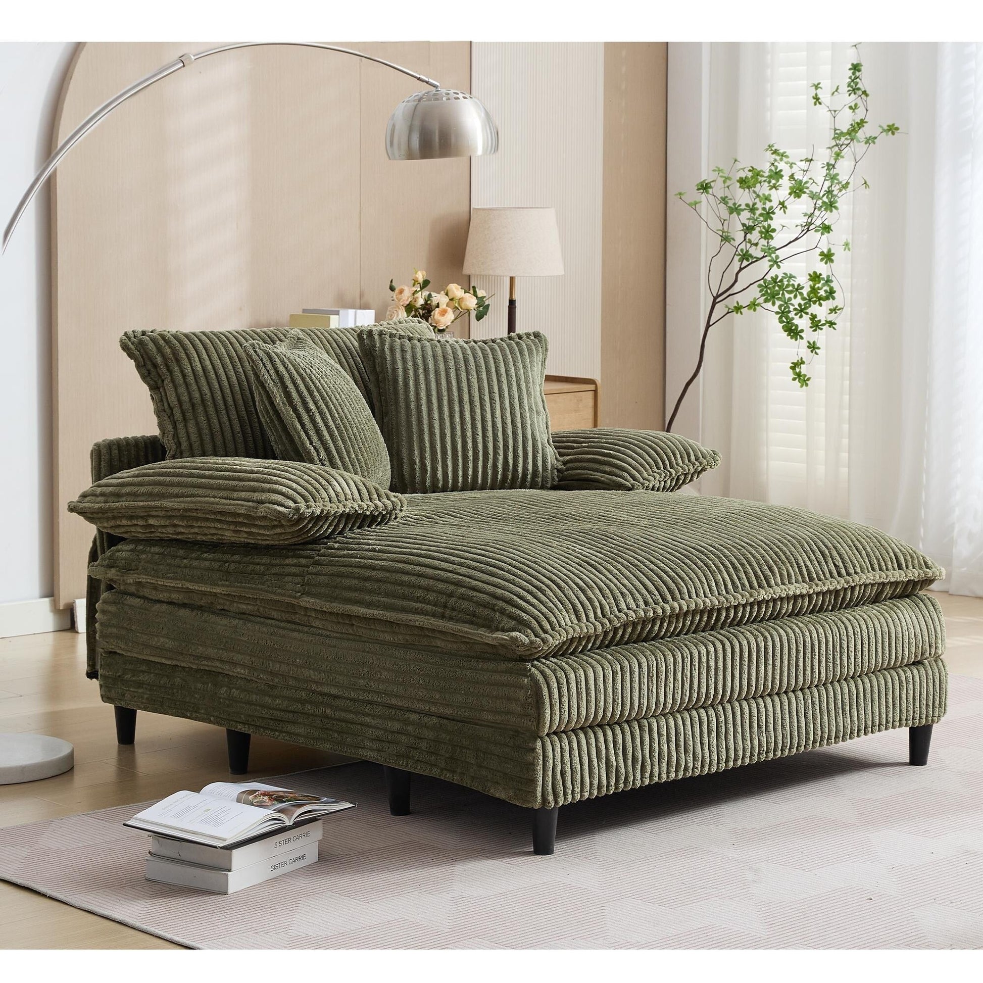 Fauteuil de salon extra large de 54,75 po, canapé-lit moelleux avec coussins et 2 oreillers