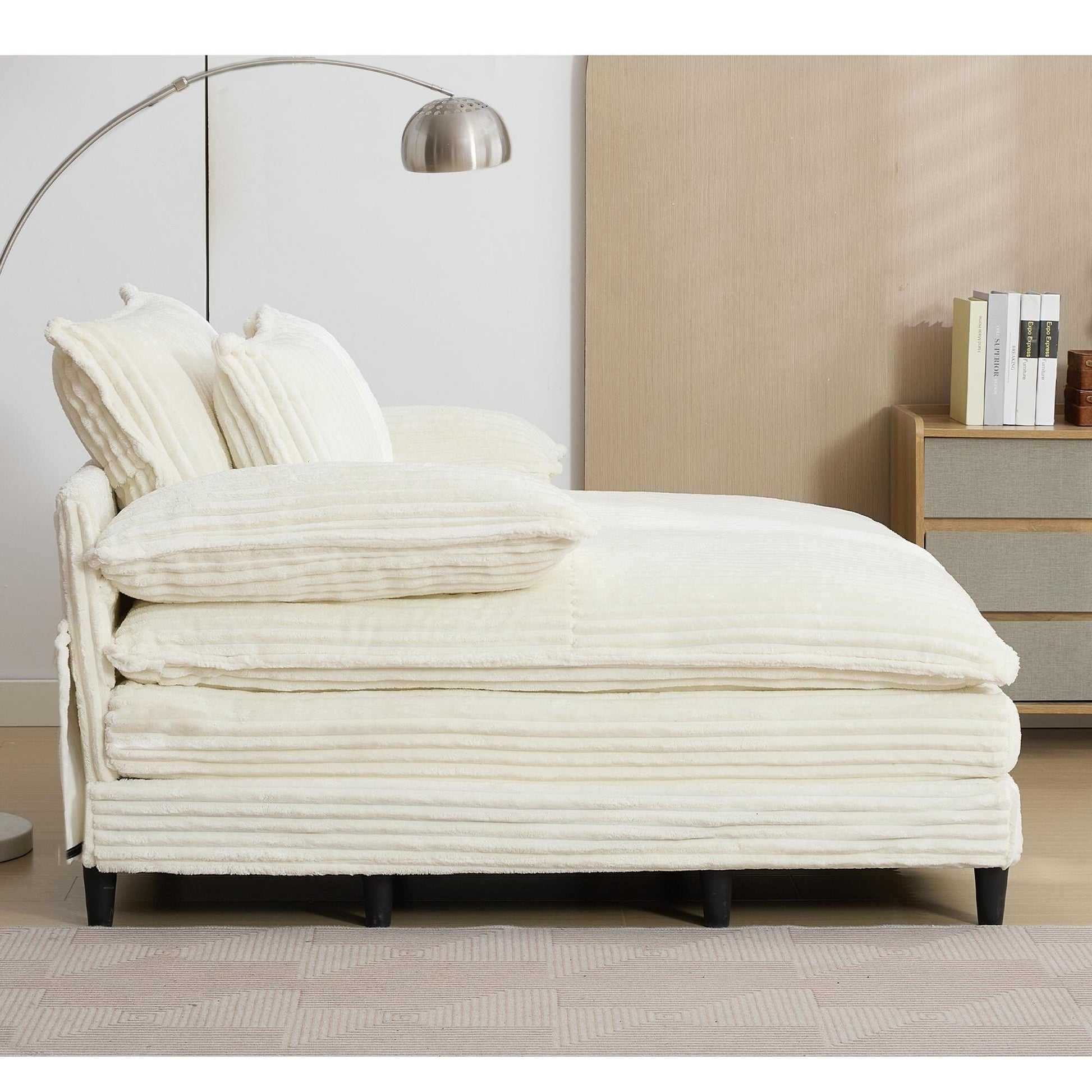 Fauteuil de salon extra large de 54,75 po, canapé-lit moelleux avec coussins et 2 oreillers