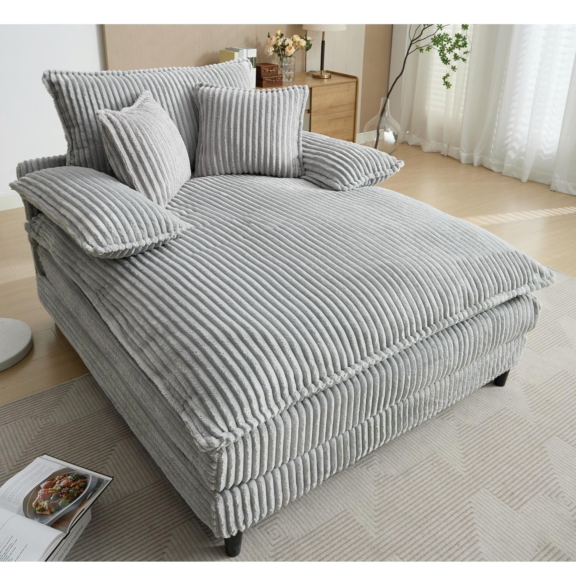 Fauteuil de salon extra large de 54,75 po, canapé-lit moelleux avec coussins et 2 oreillers