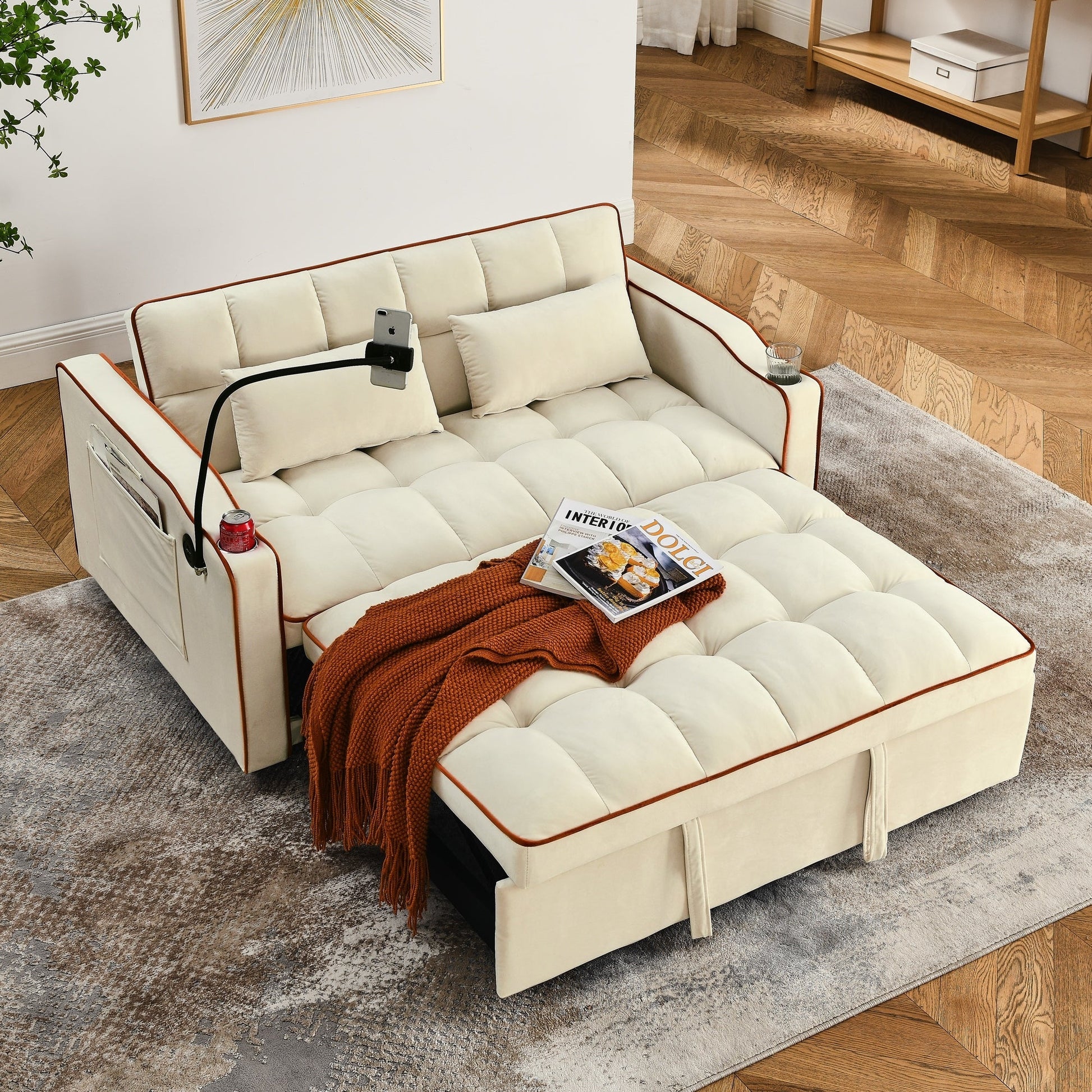 Canapé-lit pliable polyvalent de 141 cm (55,51 pouces) disponible en 3 longueurs.