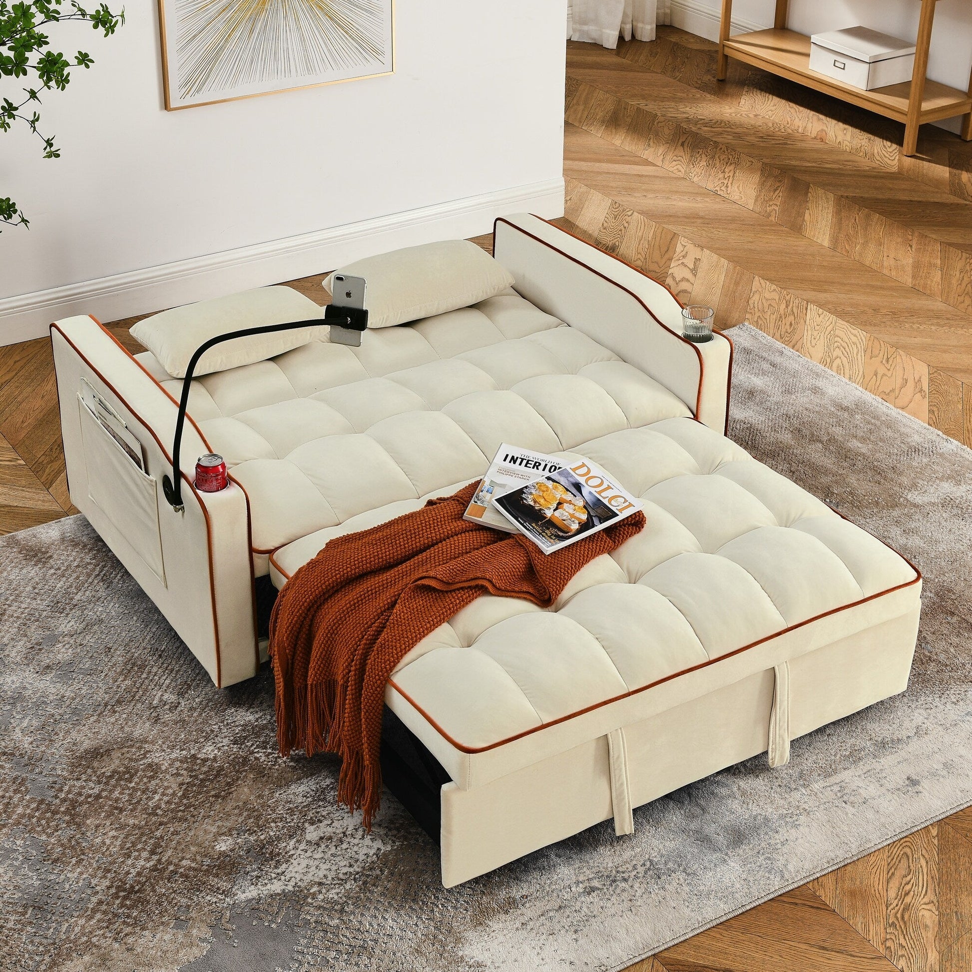 Canapé-lit pliable polyvalent de 141 cm (55,51 pouces) disponible en 3 longueurs.