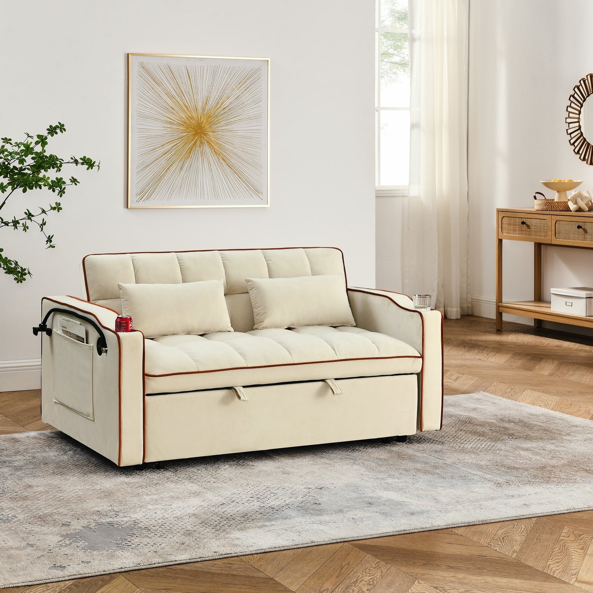 Canapé-lit pliable polyvalent de 141 cm (55,51 pouces) disponible en 3 longueurs.