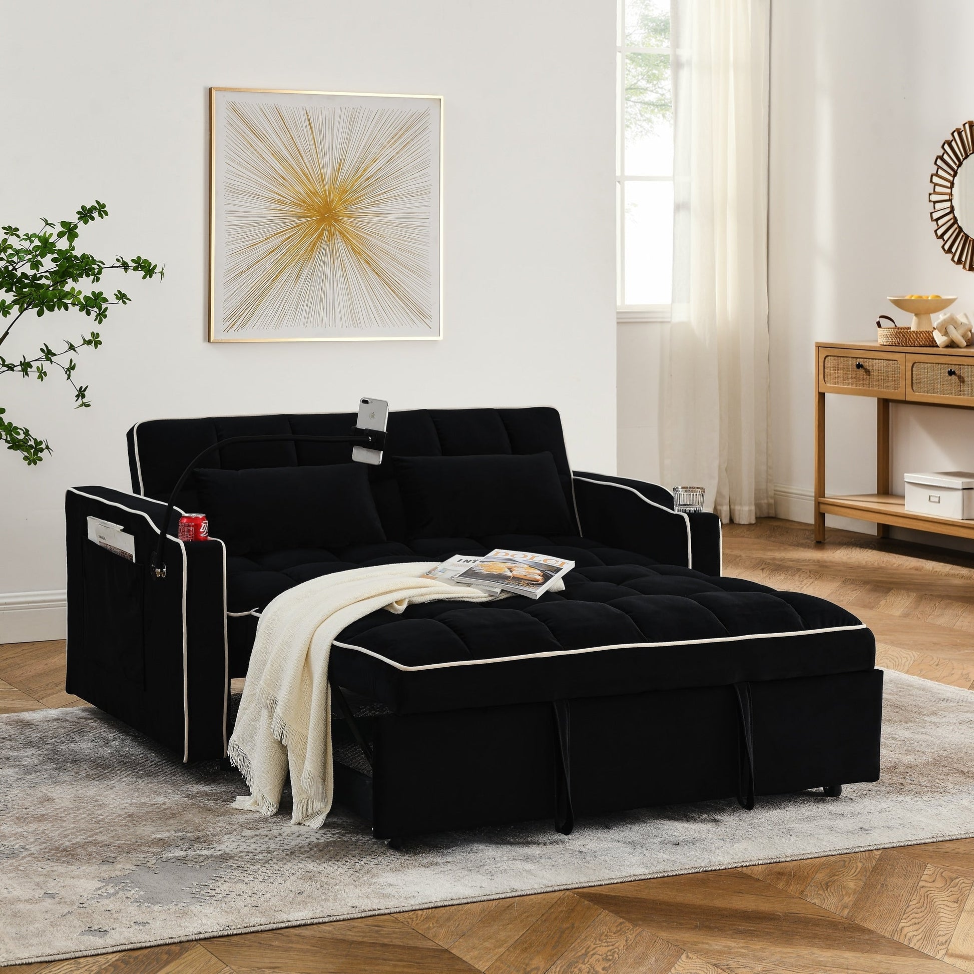 Canapé-lit pliable polyvalent de 141 cm (55,51 pouces) disponible en 3 longueurs.