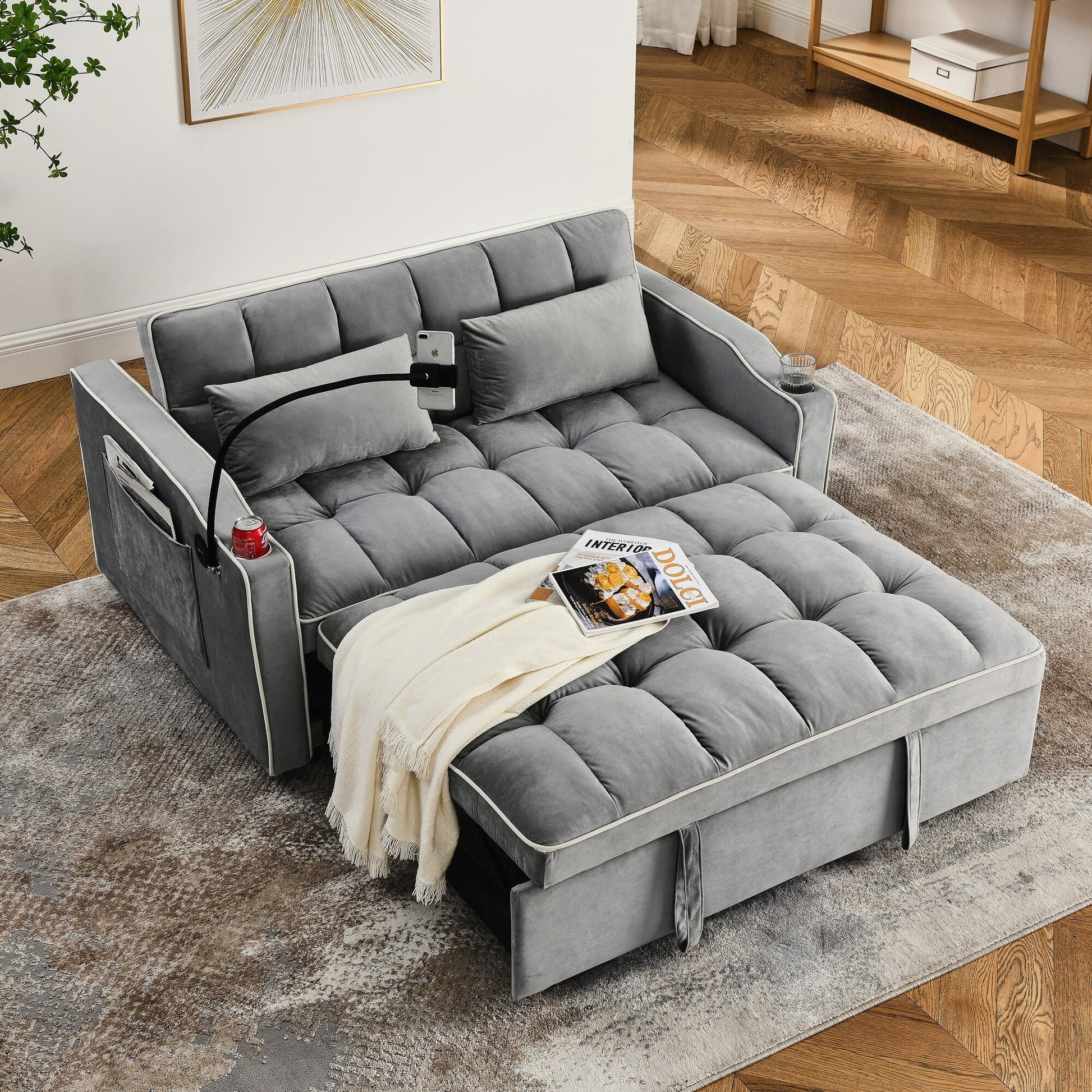 Canapé-lit pliable polyvalent de 141 cm (55,51 pouces) disponible en 3 longueurs.