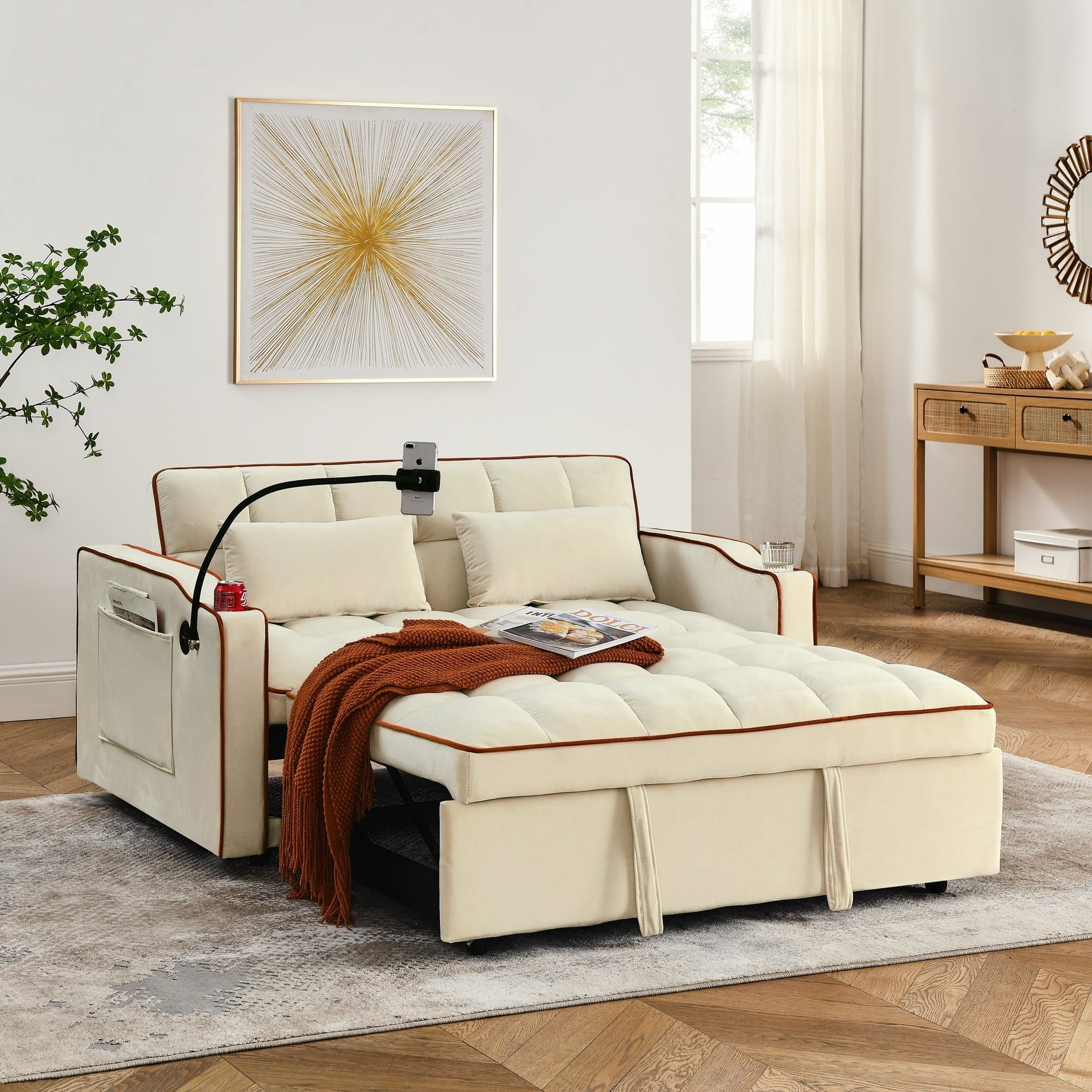 Canapé-lit pliable polyvalent de 141 cm (55,51 pouces) disponible en 3 longueurs.