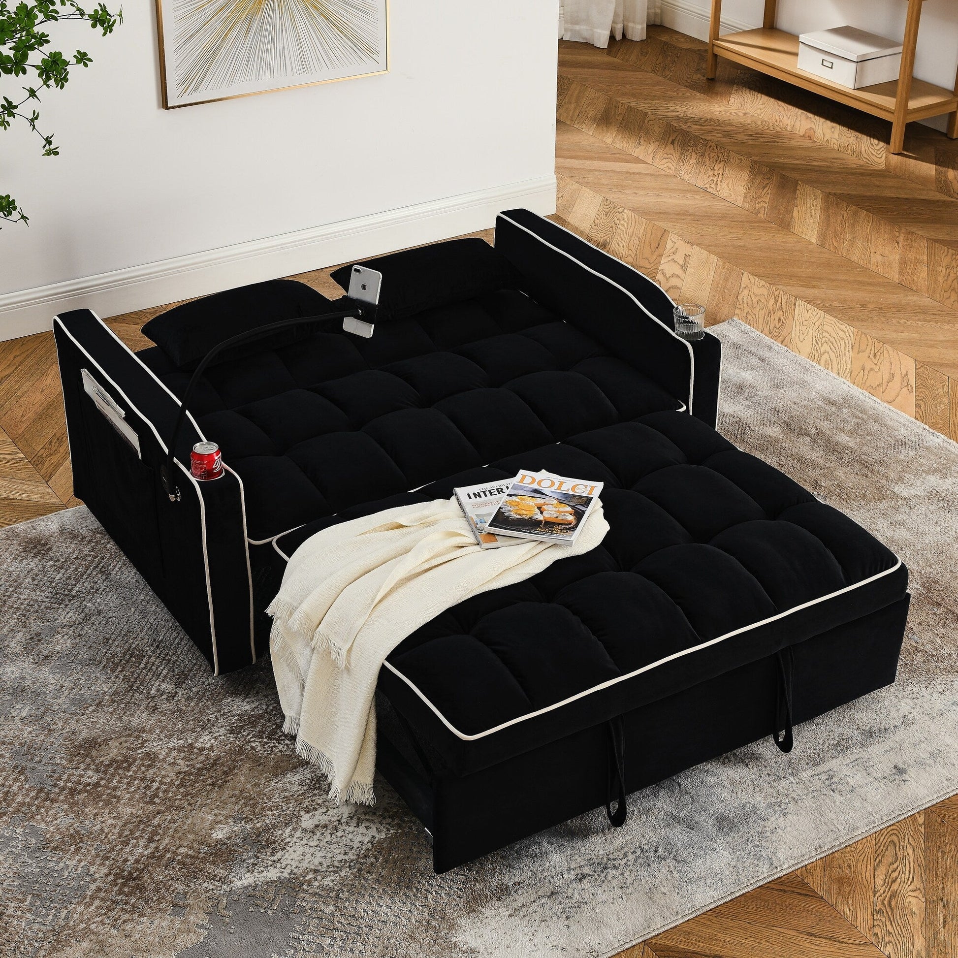 Canapé-lit pliable polyvalent de 141 cm (55,51 pouces) disponible en 3 longueurs.