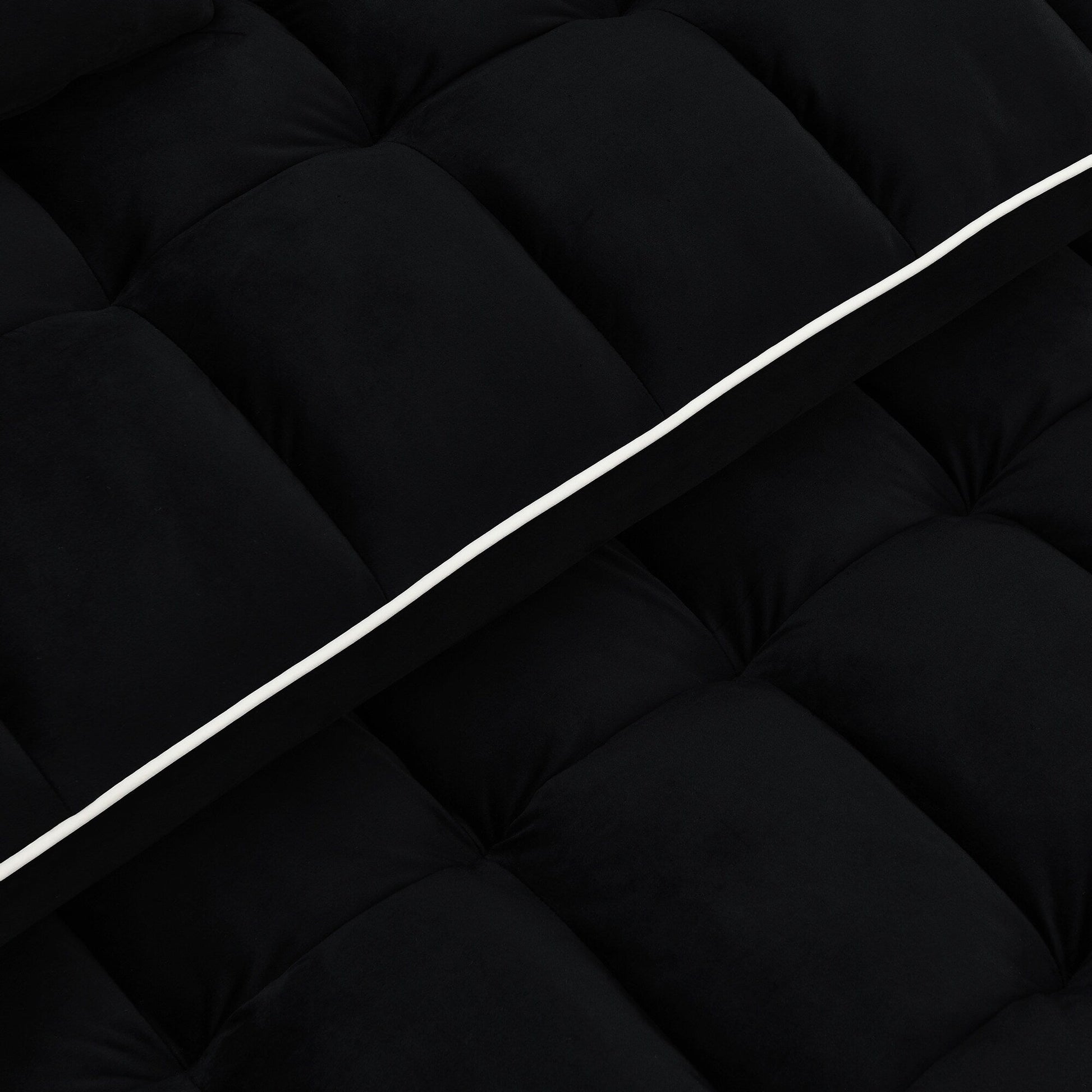 Canapé-lit 2 places en velours 55.51 avec dossier réglable, port USB, cendrier, support de téléphone pivotant et 2 coussins