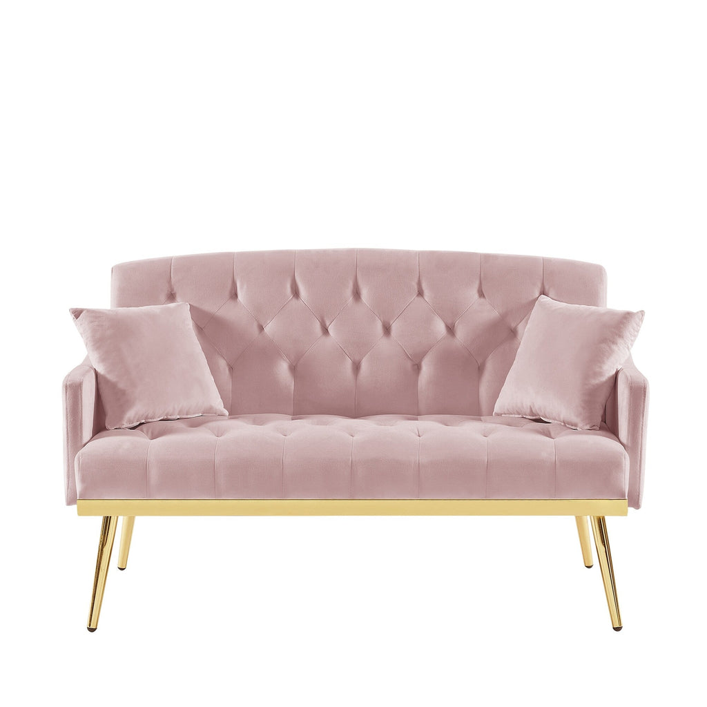 55.5 Velvet 2-Seater Sofa with 2 Pillows, Contemporary Design, and Easy Assembly