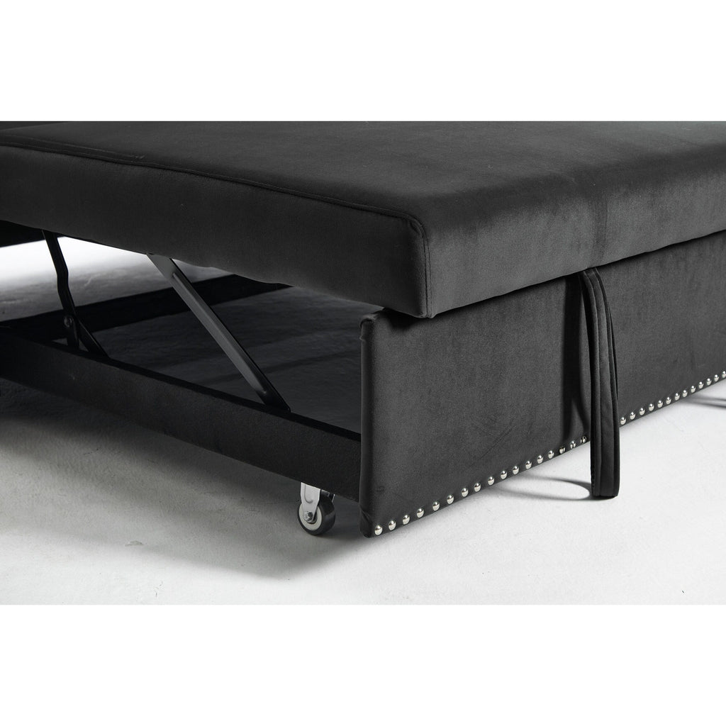 55 Velvet Convertible 3-in-1 Sleeper Sofa Bed with Reclining Backrest, Side Pockets, and 2 Pillows