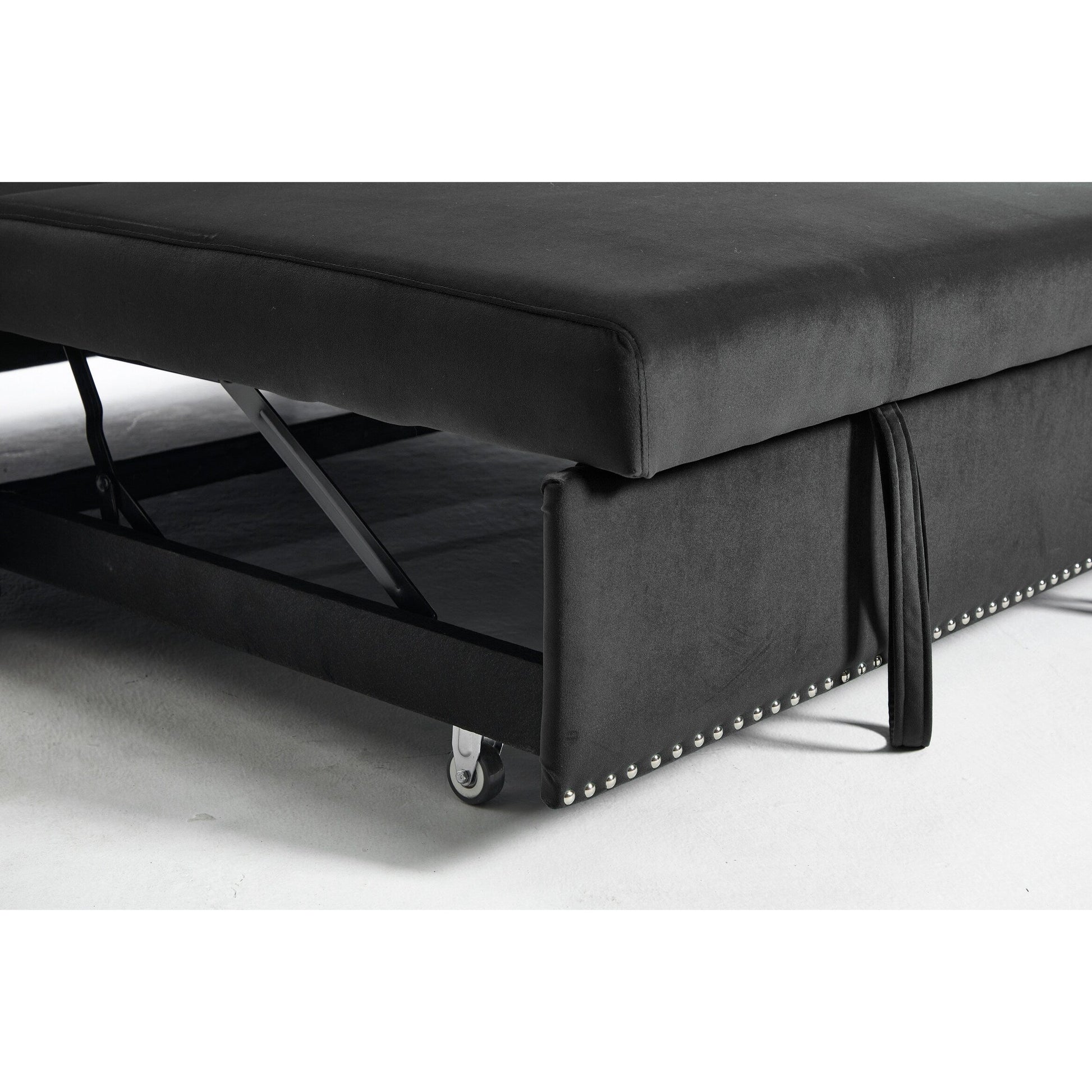 55 Velvet Convertible 3-in-1 Sleeper Sofa Bed with Reclining Backrest, Side Pockets, and 2 Pillows