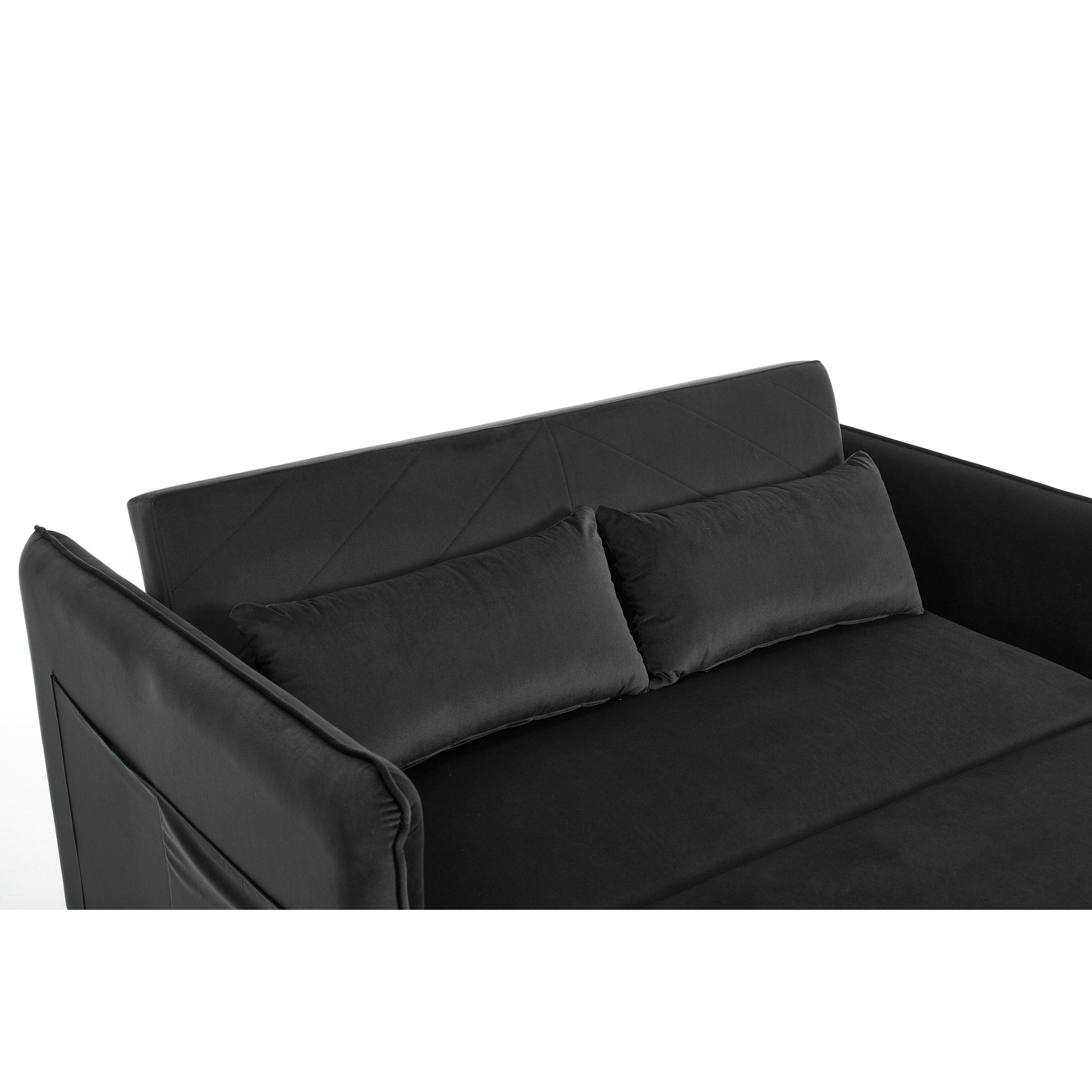 55 Velvet Convertible 3-in-1 Sleeper Sofa Bed with Reclining Backrest, Side Pockets, and 2 Pillows