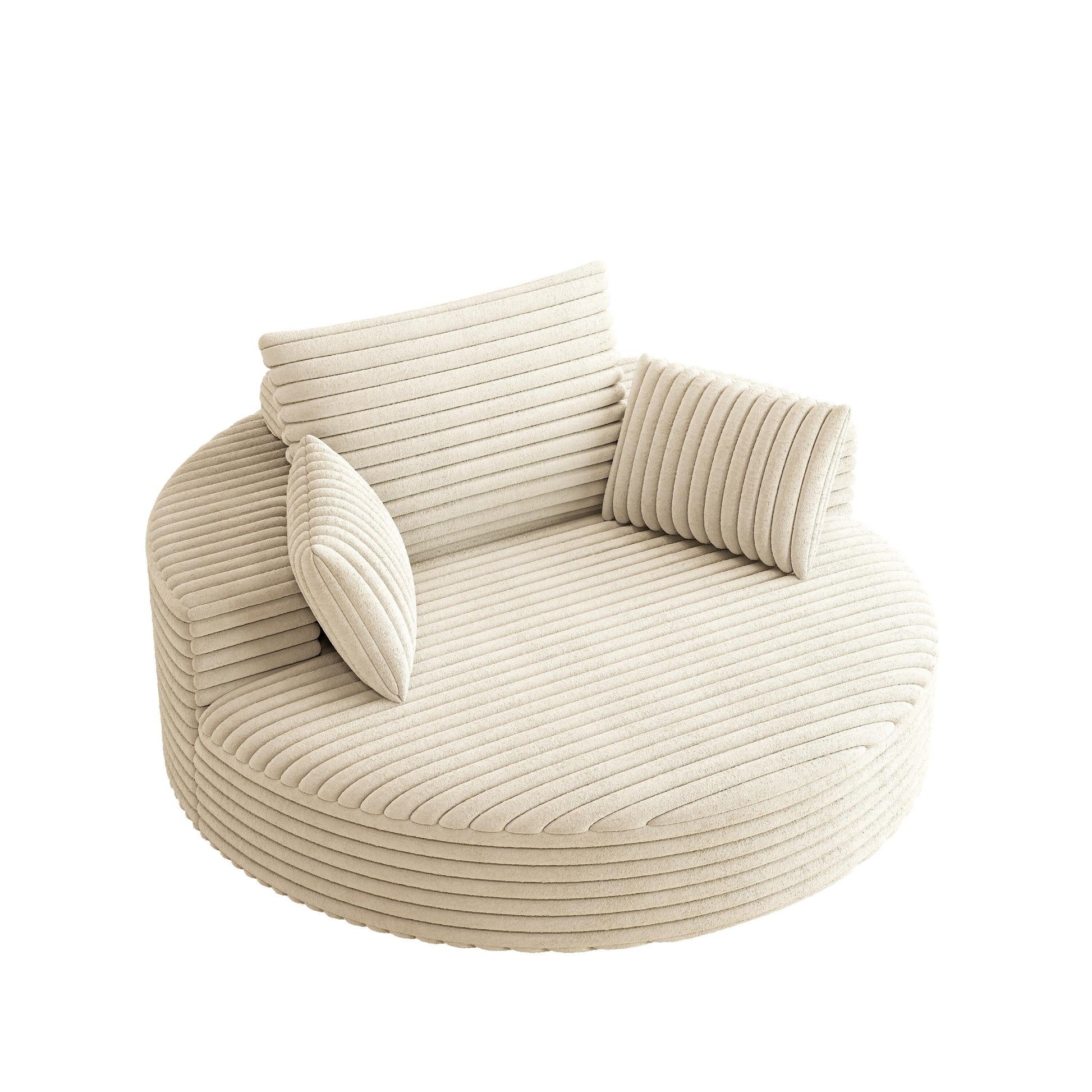 Fauteuil pivotant à une place en chenille cordroyée 55L, siège-lit moderne moelleux, fauteuil pivotant à 360 degrés, pour salon et salle de projection.
