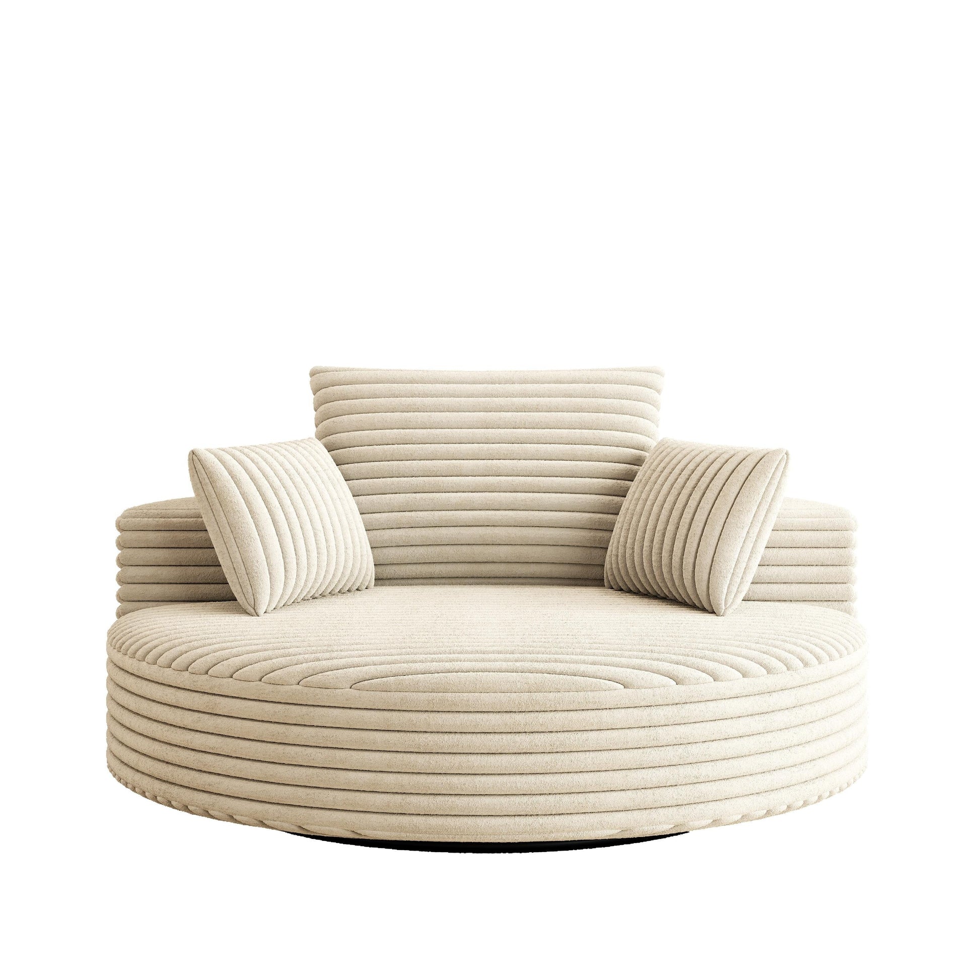 Fauteuil pivotant à une place en chenille cordroyée 55L, siège-lit moderne moelleux, fauteuil pivotant à 360 degrés, pour salon et salle de projection.