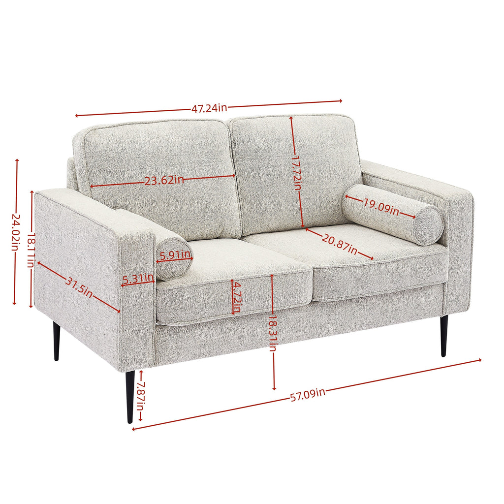 Canapé 56.69 en tissu haute technologie, recouvert de tissu, avec 2 coussins pour le salon