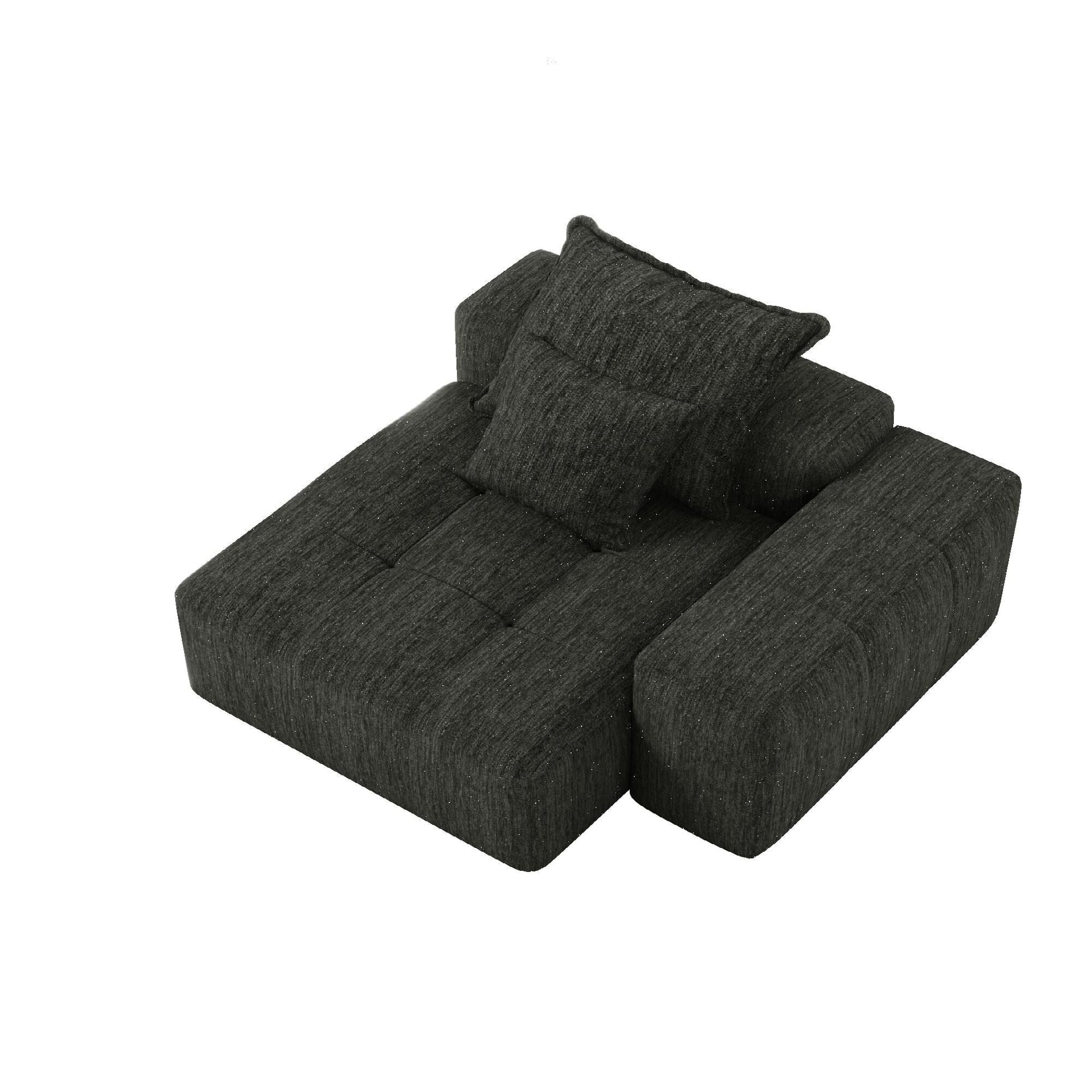 56.7 Foam 2-Seater Sofa Block Sofa with 2 Pillows for Living Room and Bedroom