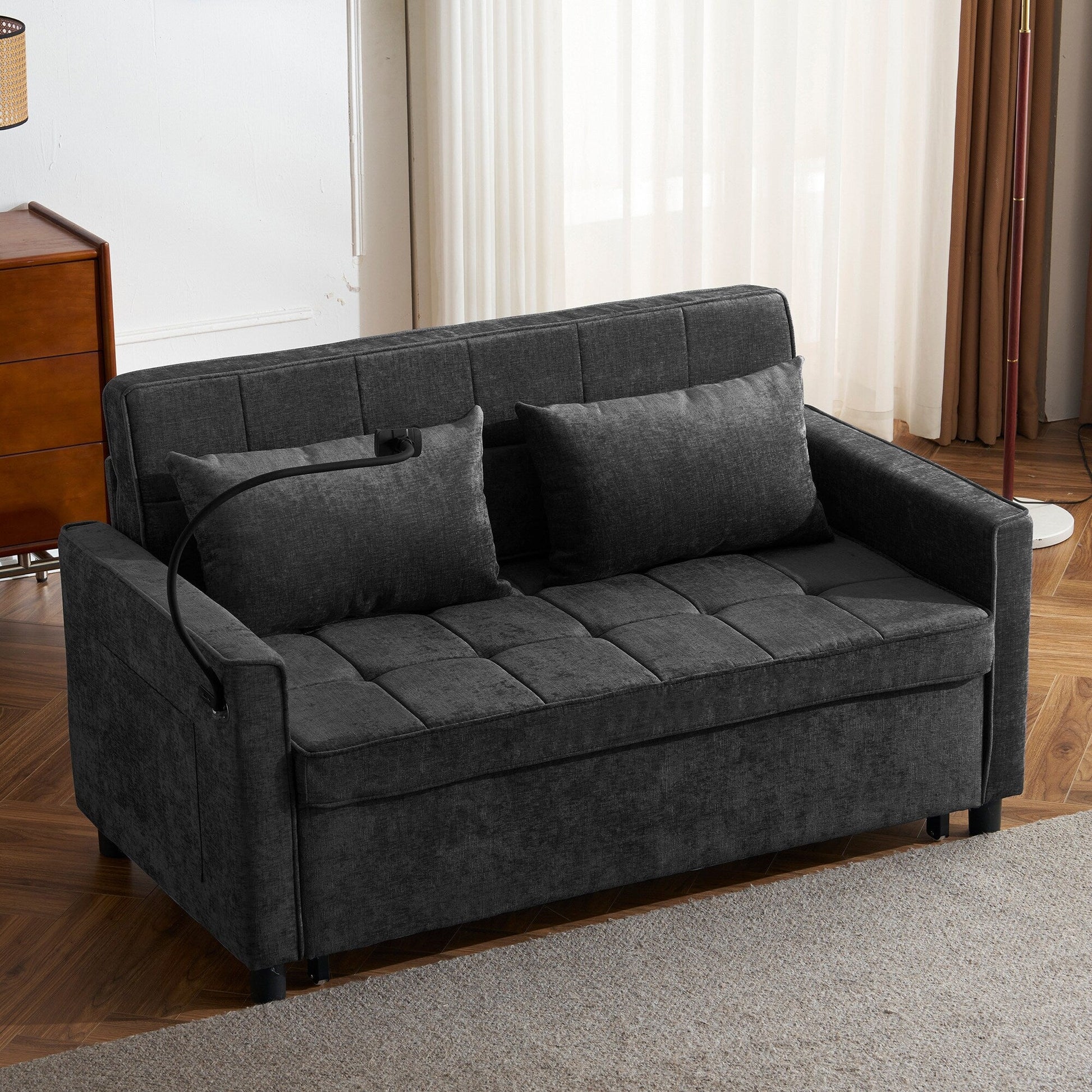 Canapé-lit convertible en chenille de 56,9 W avec ports USB