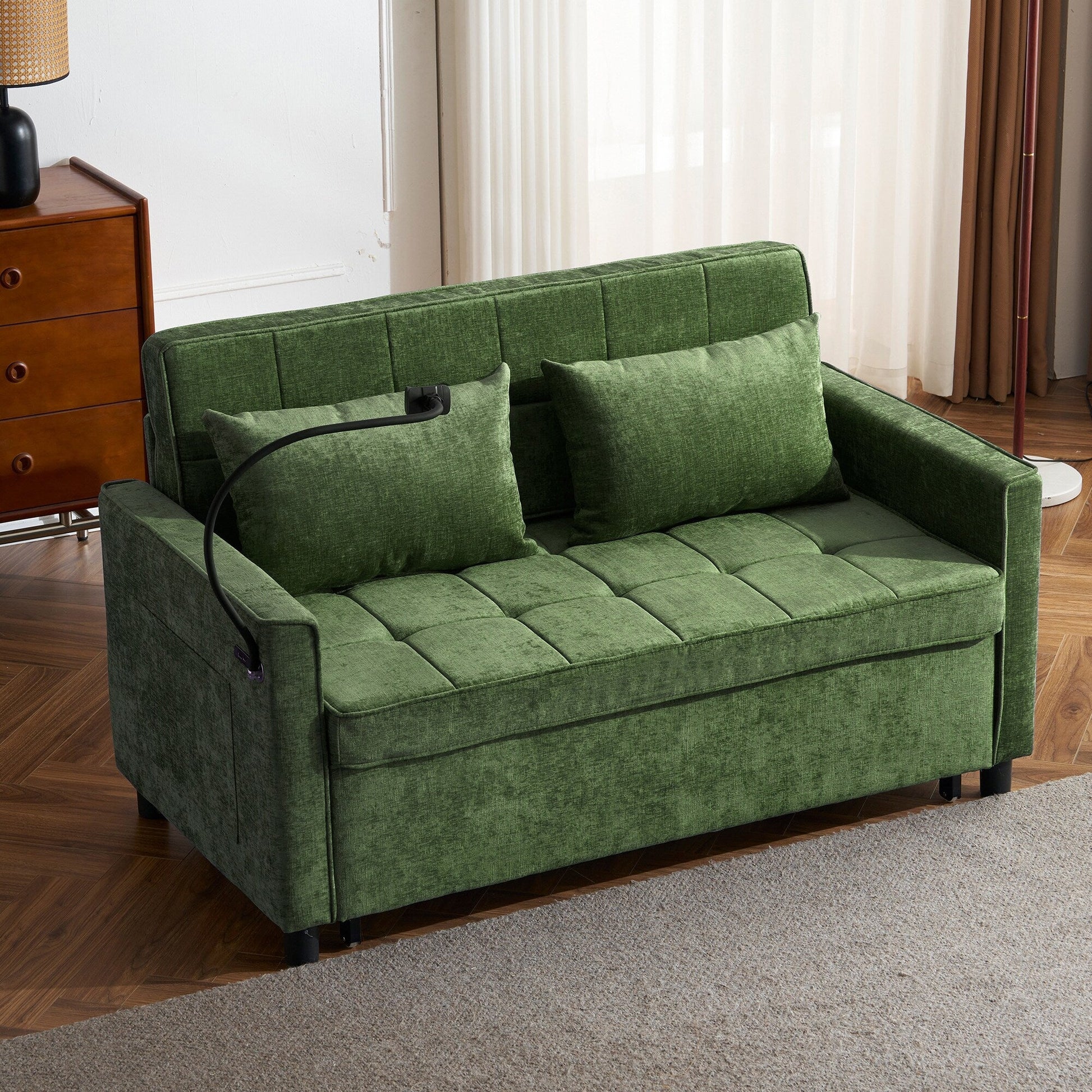 Canapé-lit convertible en chenille de 56,9 W avec ports USB