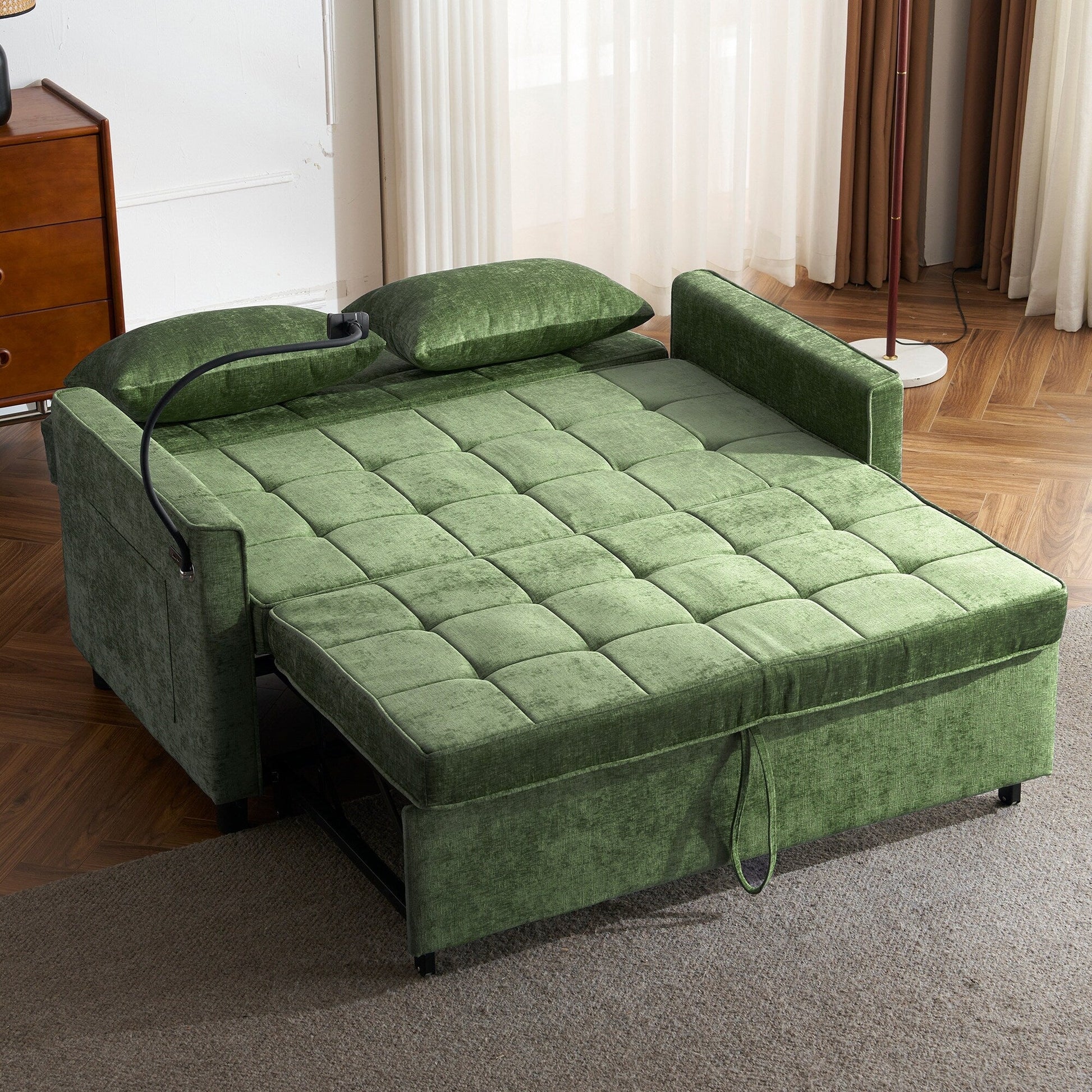Canapé-lit convertible en chenille de 56,9 W avec ports USB