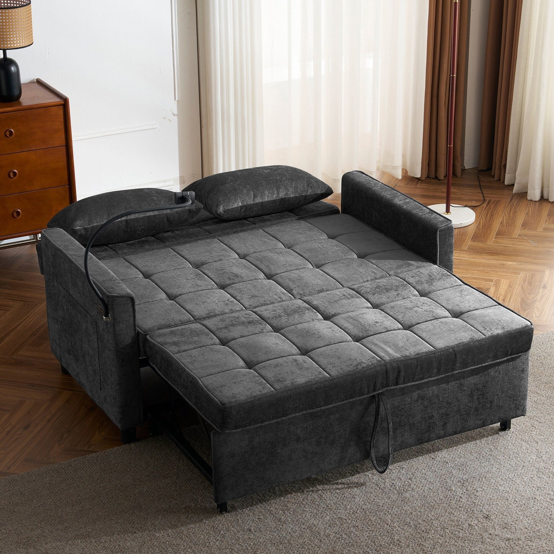 Canapé-lit convertible en chenille de 56,9 W avec ports USB