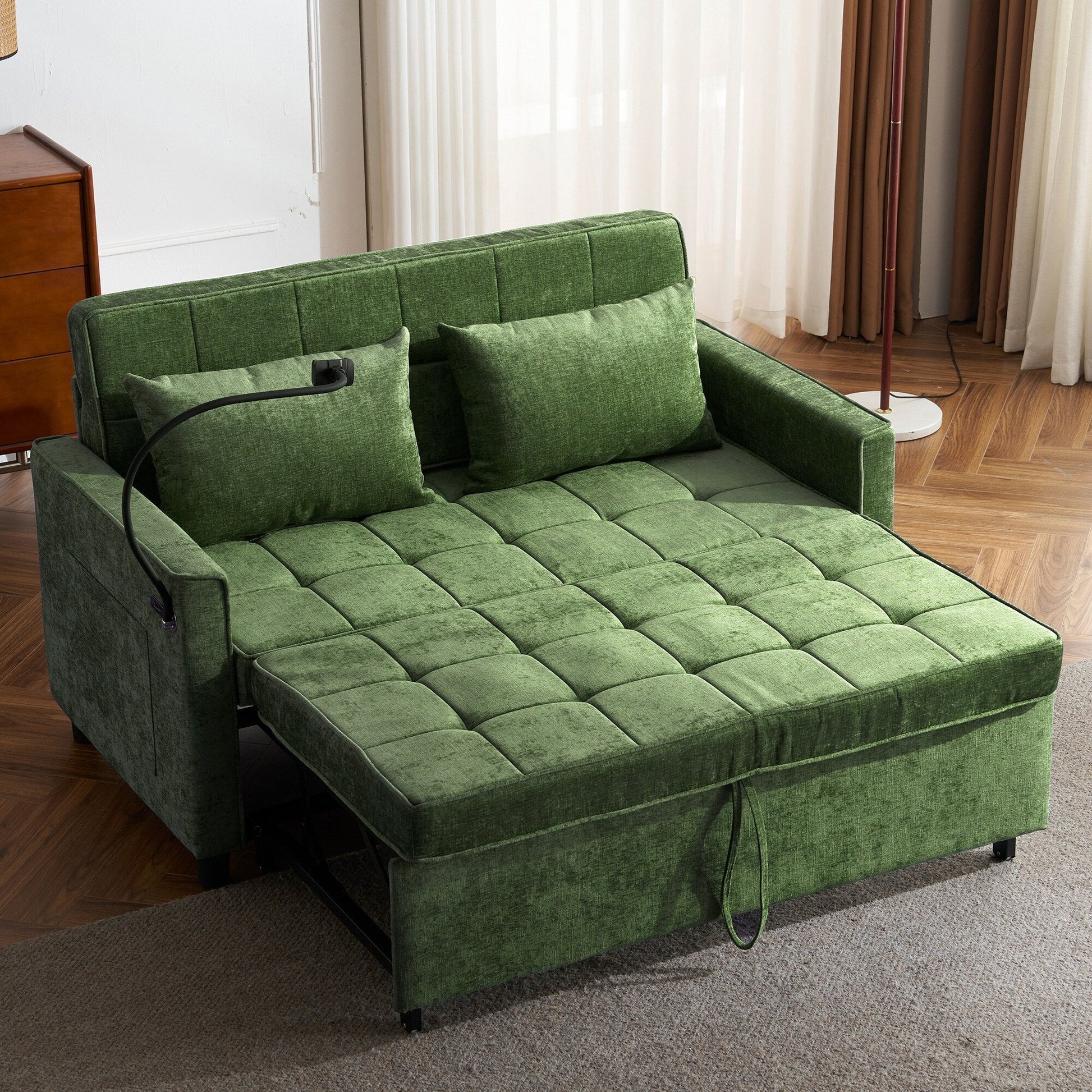 Canapé-lit convertible en chenille de 56,9 W avec ports USB
