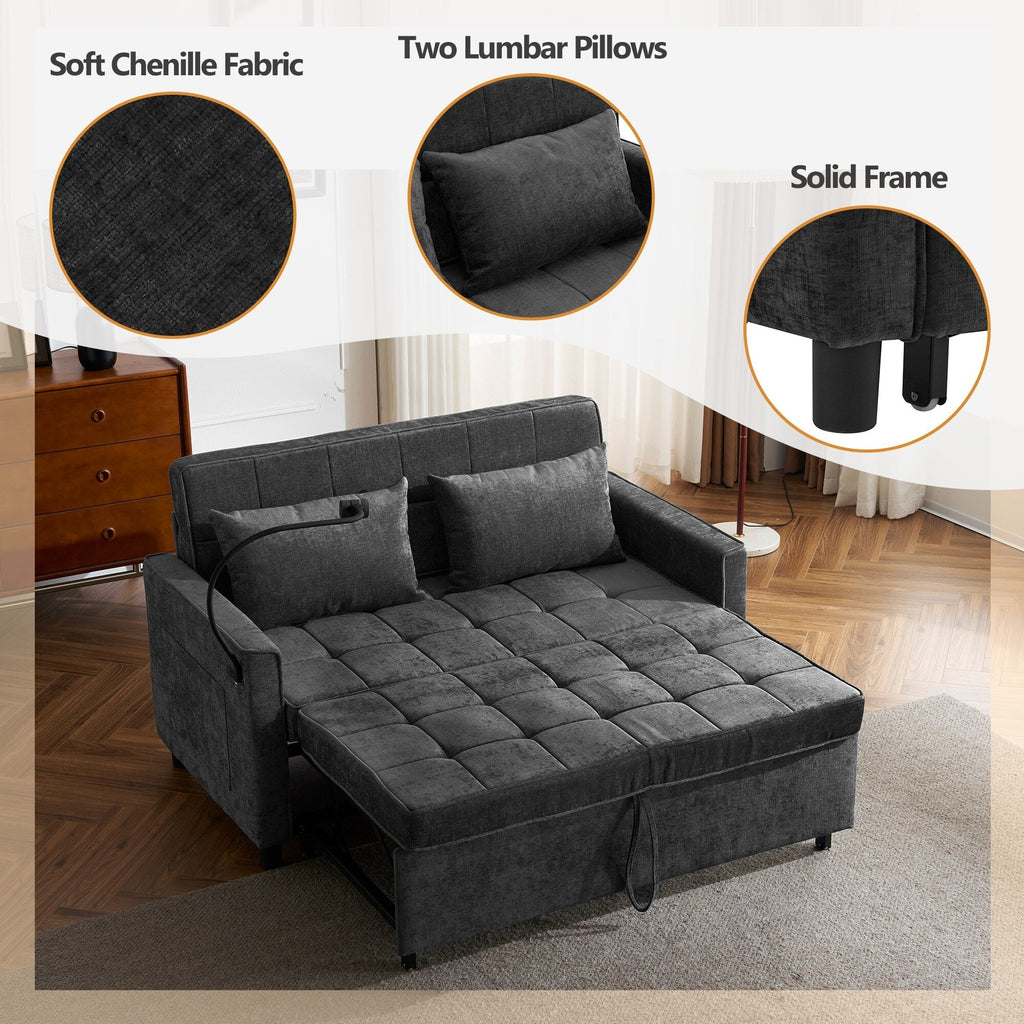 Canapé-lit convertible en chenille de 56,9 W avec ports USB