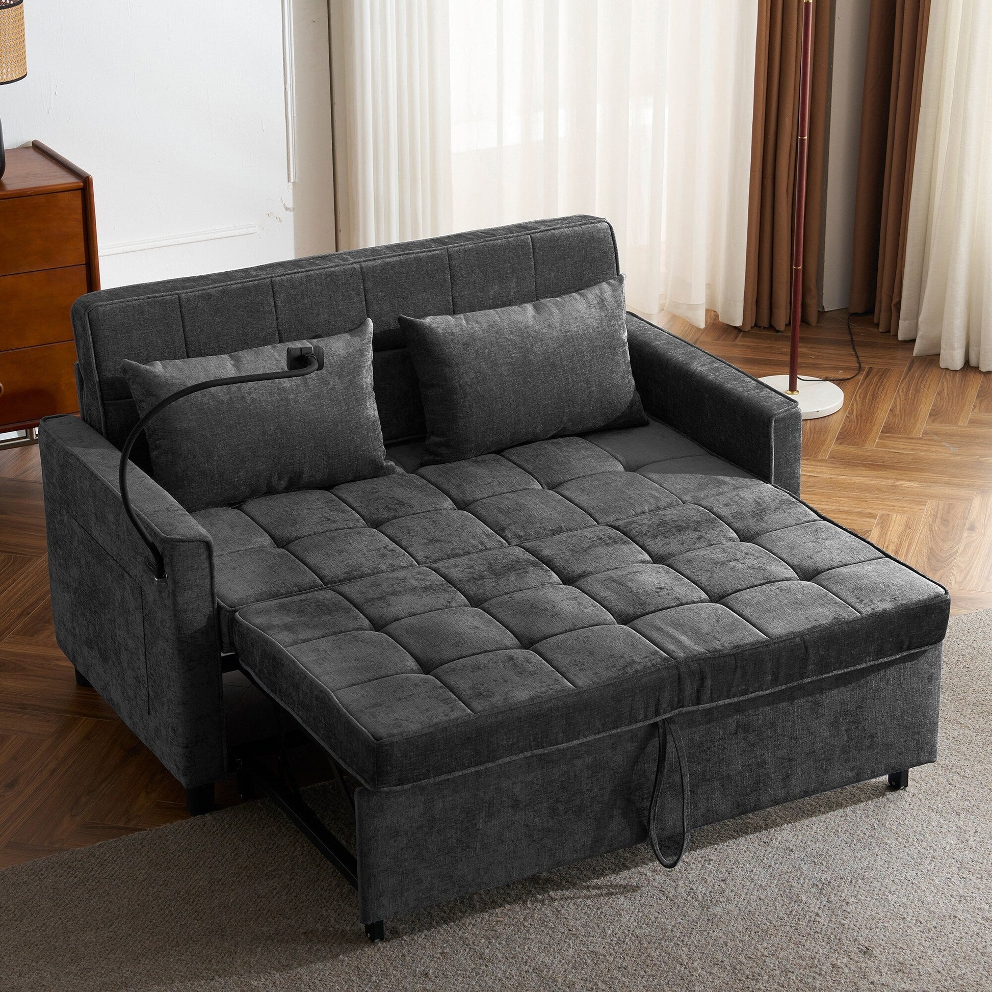Canapé-lit convertible en chenille de 56,9 W avec ports USB