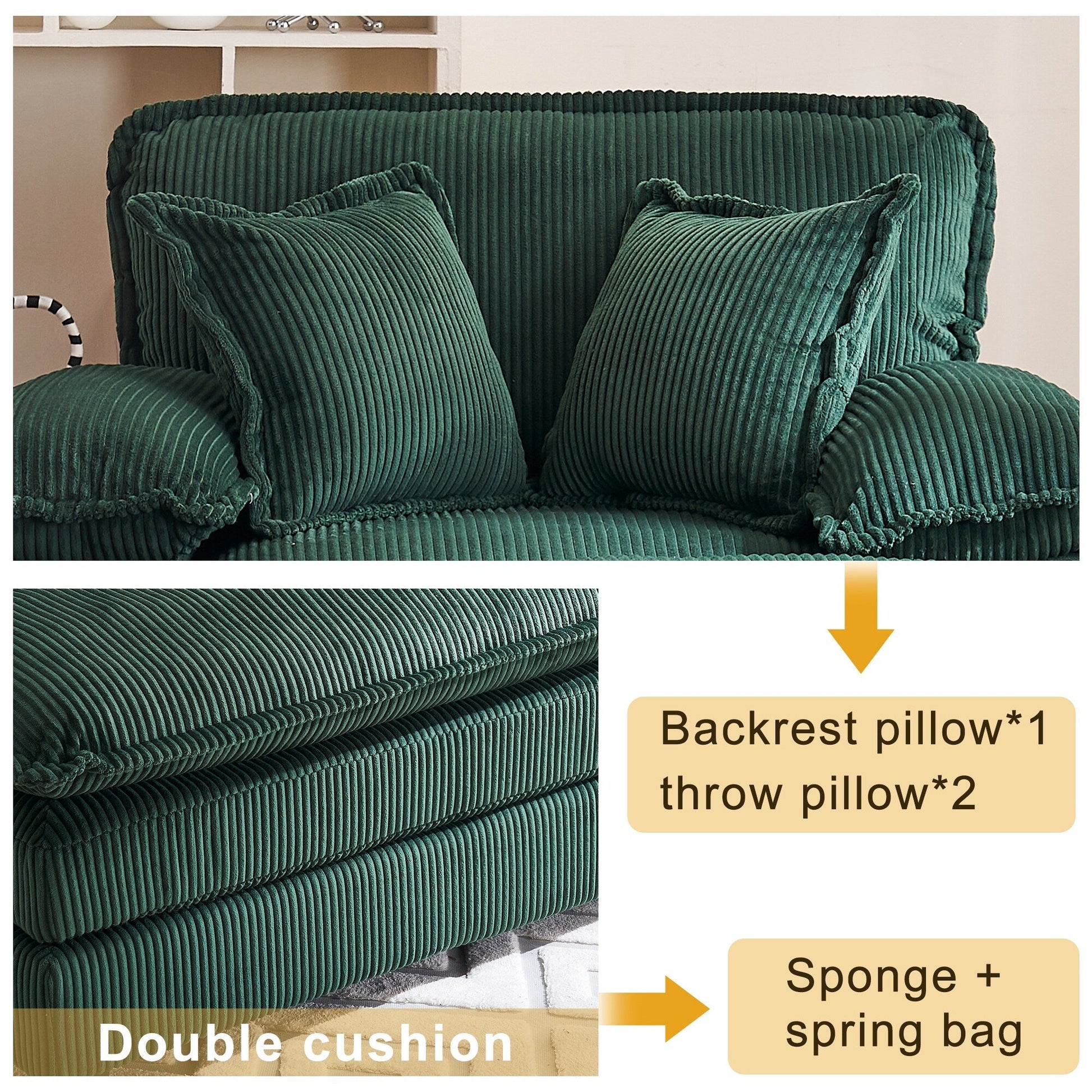 Fauteuil surdimensionné 56,9 W avec pouf, fauteuil de lecture pour chambre à coucher, canapé-lit paresseux, canapé-lit inclinable moderne surdimensionné pour une personne.