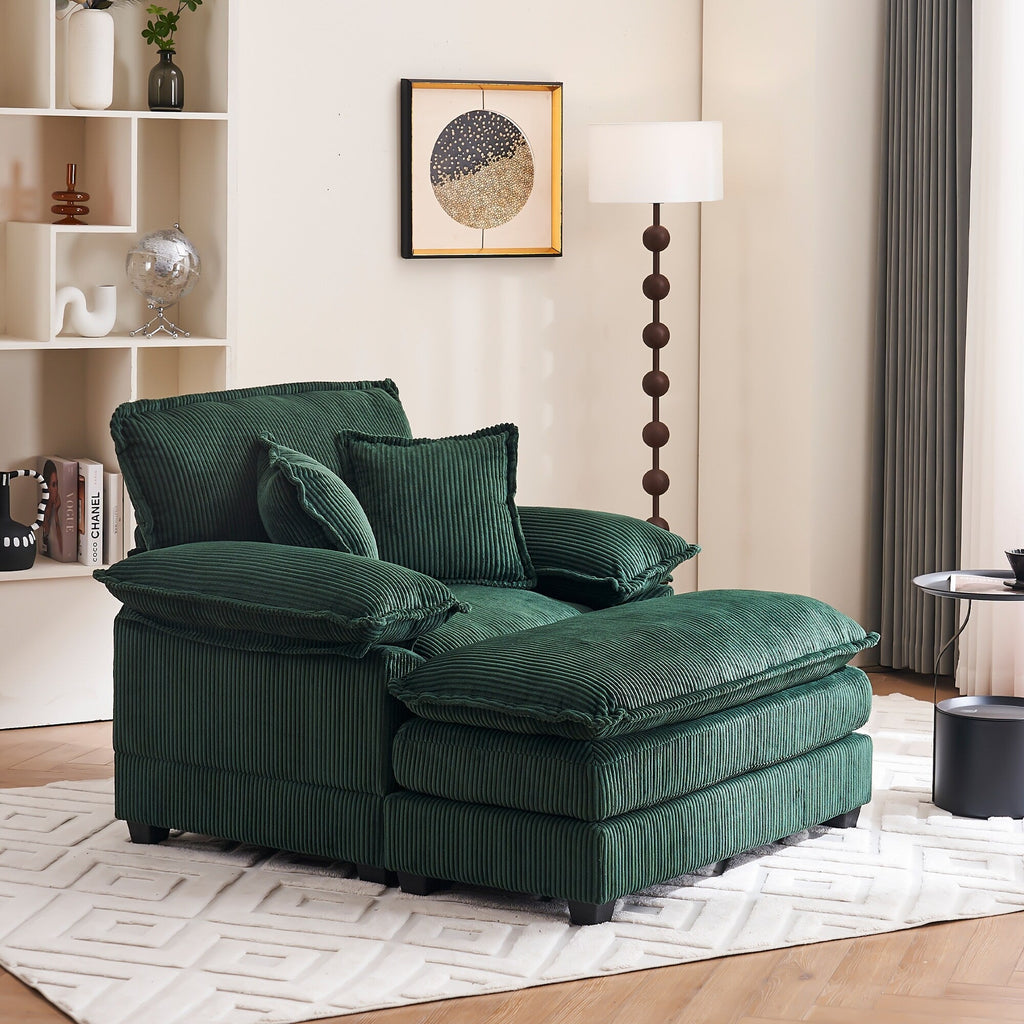 Fauteuil surdimensionné 56,9 W avec pouf, fauteuil de lecture pour chambre à coucher, canapé-lit paresseux, canapé-lit inclinable moderne surdimensionné pour une personne.