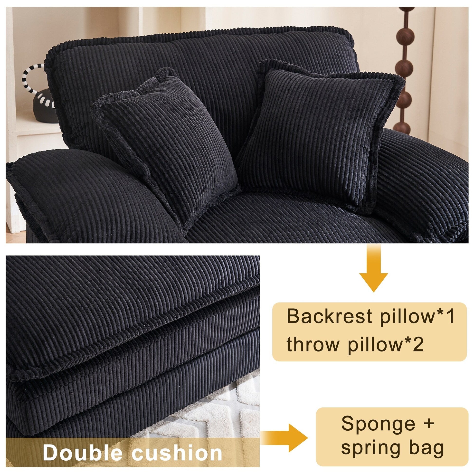 Fauteuil surdimensionné 56,9 W avec pouf, fauteuil de lecture pour chambre à coucher, canapé-lit paresseux, canapé-lit inclinable moderne surdimensionné pour une personne.
