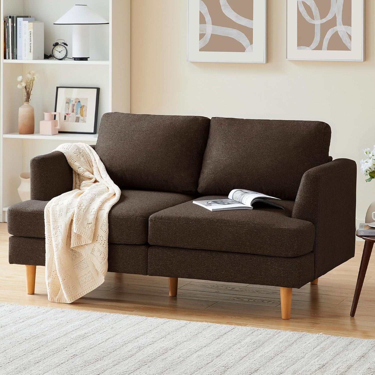 Canapé Loveseat 56 Mid Century - Canapé 2 places rembourré pour salon, chambre à coucher et appartement, design gain de place