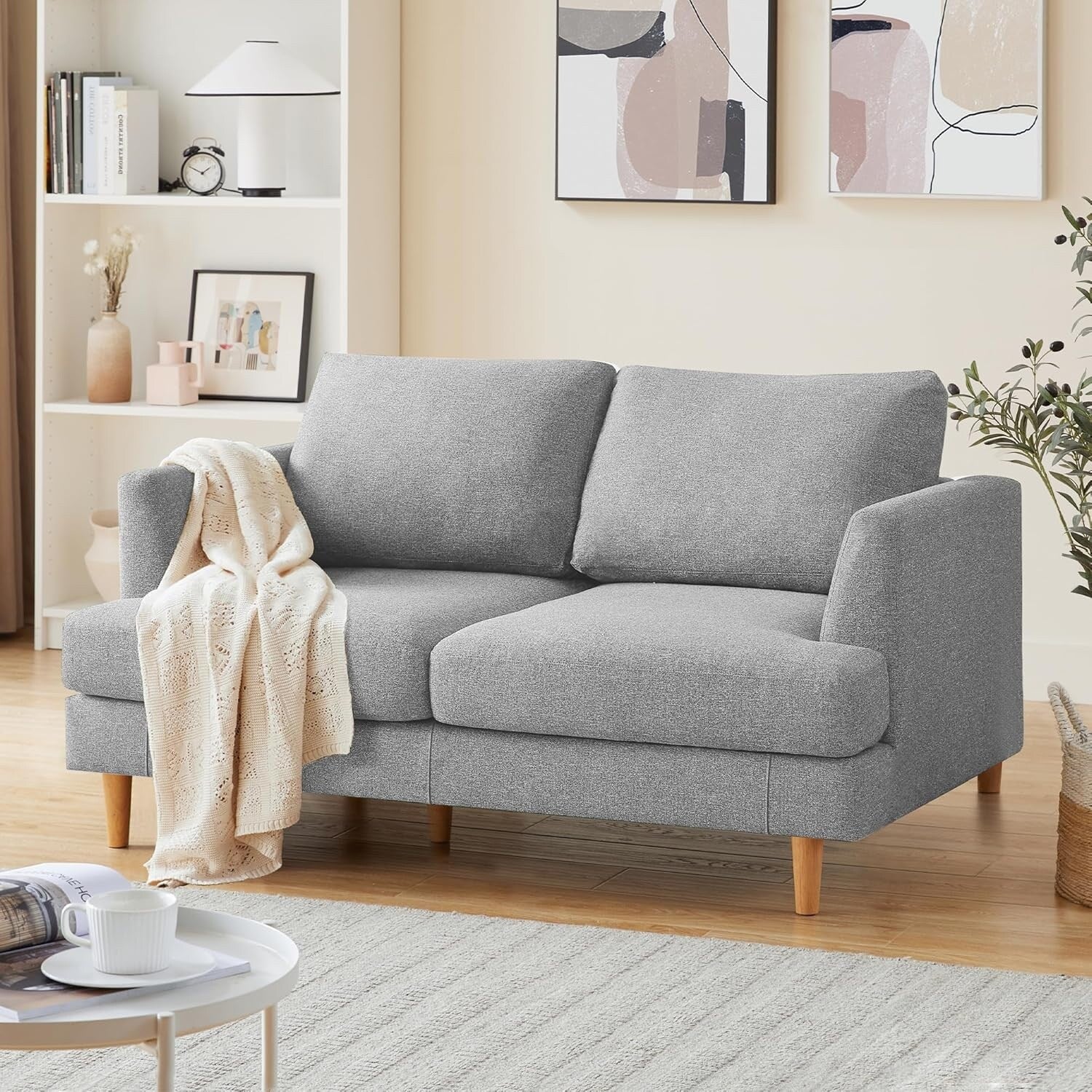 Canapé Loveseat 56 Mid Century - Canapé 2 places rembourré pour salon, chambre à coucher et appartement, design gain de place