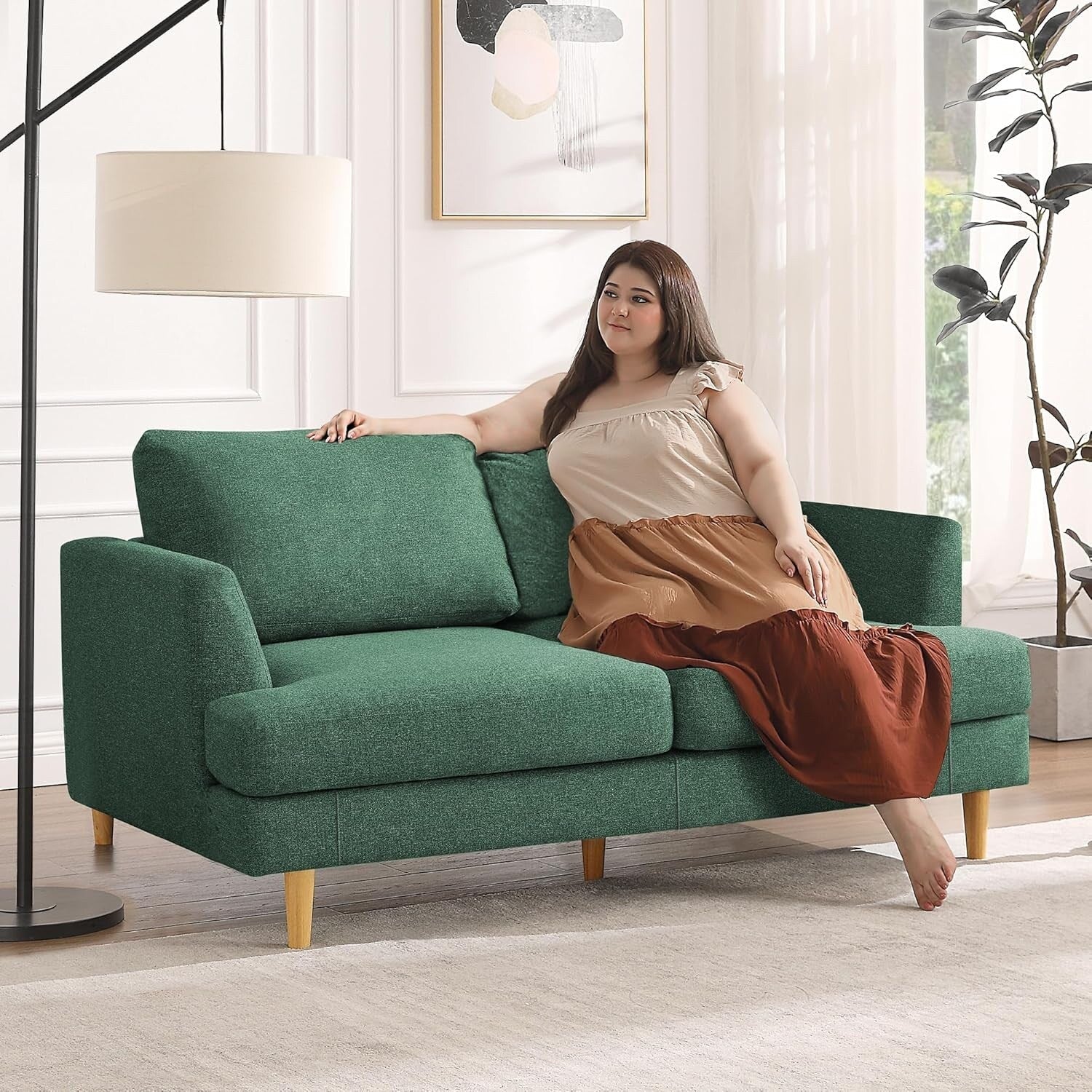 Canapé Loveseat 56 Mid Century - Canapé 2 places rembourré pour salon, chambre à coucher et appartement, design gain de place