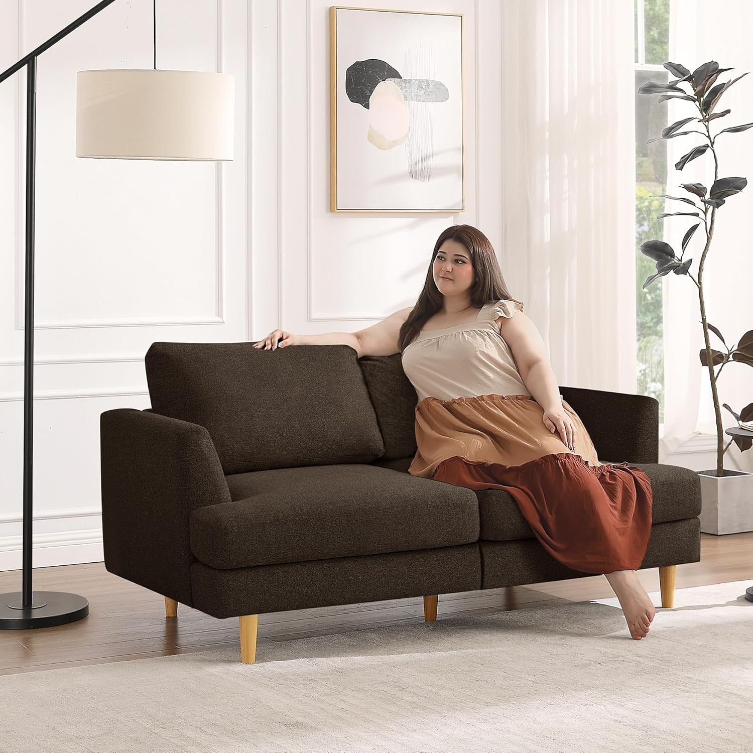 Canapé Loveseat 56 Mid Century - Canapé 2 places rembourré pour salon, chambre à coucher et appartement, design gain de place