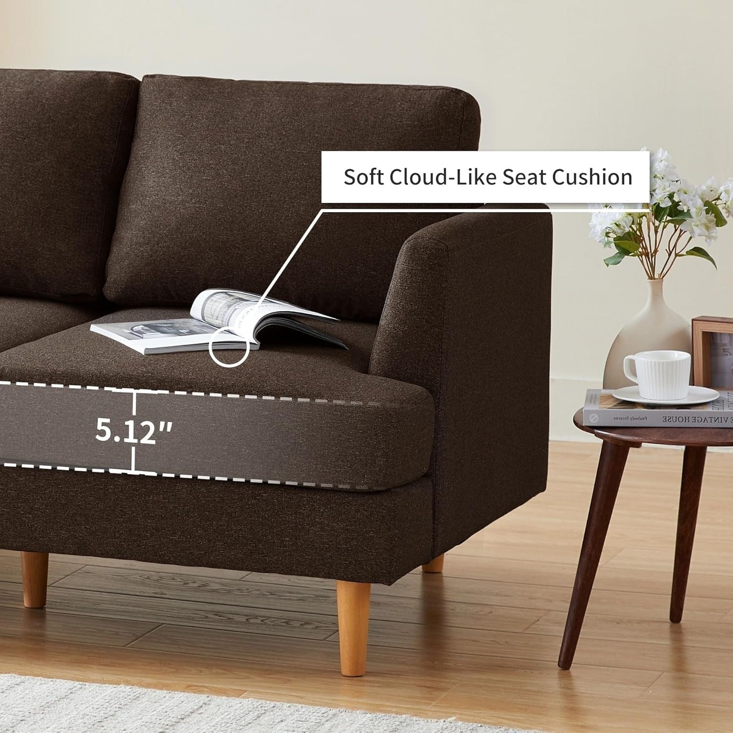 Canapé Loveseat 56 Mid Century - Canapé 2 places rembourré pour salon, chambre à coucher et appartement, design gain de place