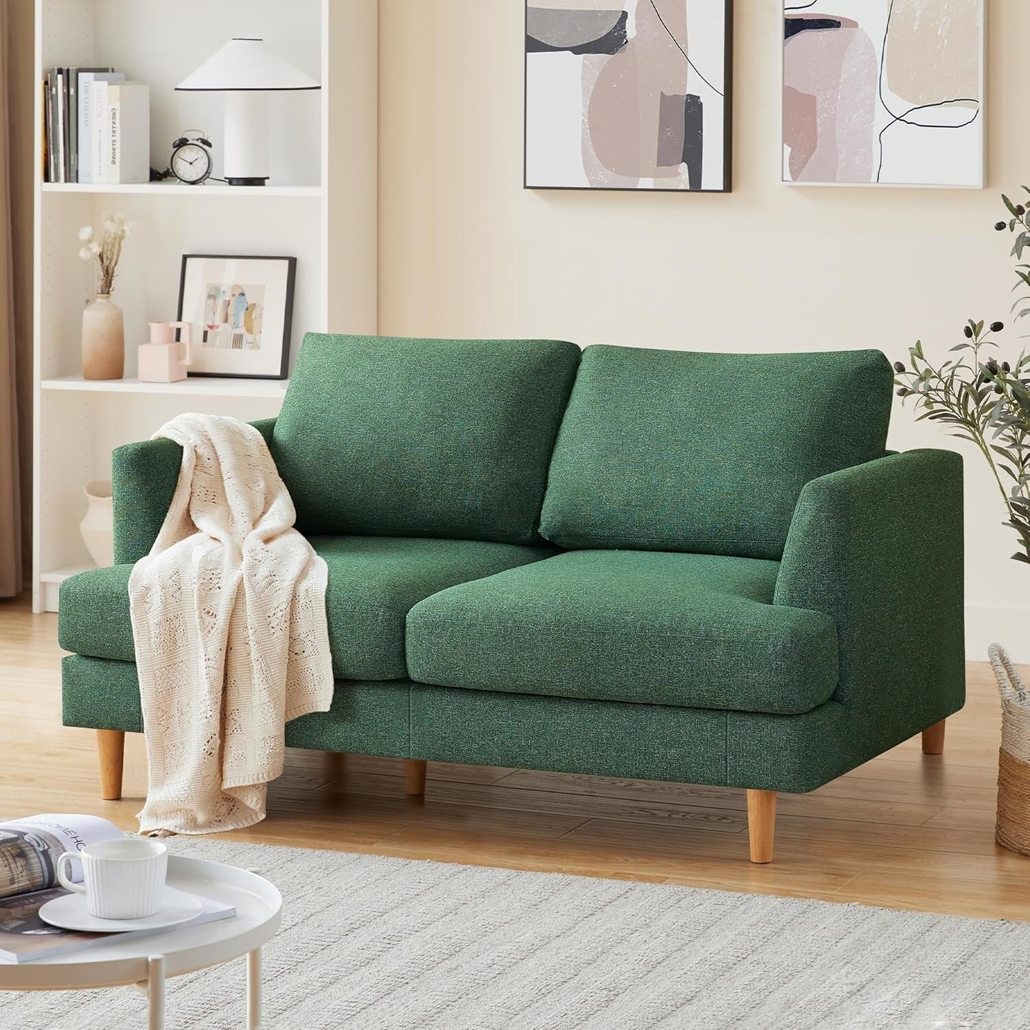 Canapé Loveseat 56 Mid Century - Canapé 2 places rembourré pour salon, chambre à coucher et appartement, design gain de place