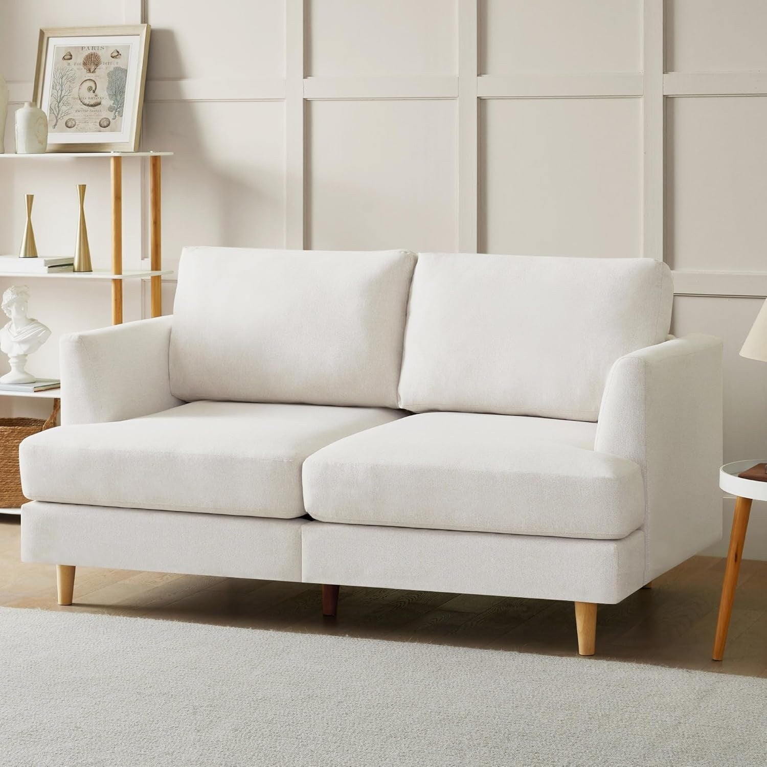 Canapé Loveseat 56 Mid Century - Canapé 2 places rembourré pour salon, chambre à coucher et appartement, design gain de place