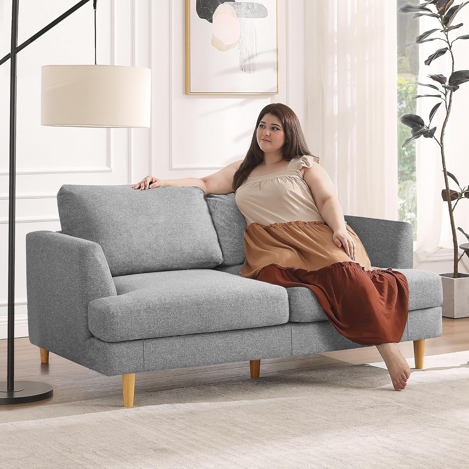 Canapé Loveseat 56 Mid Century - Canapé 2 places rembourré pour salon, chambre à coucher et appartement, design gain de place