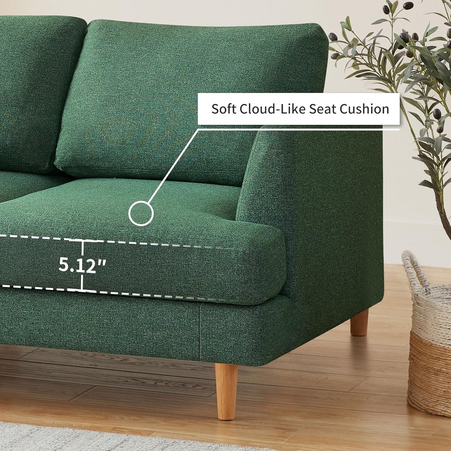 Canapé Loveseat 56 Mid Century - Canapé 2 places rembourré pour salon, chambre à coucher et appartement, design gain de place