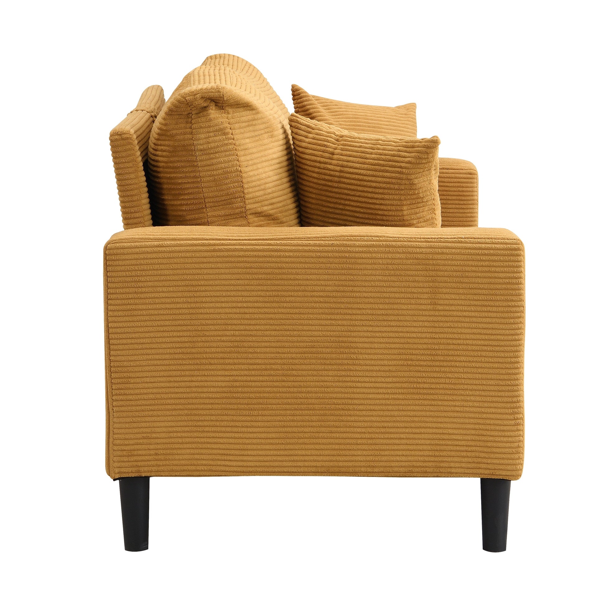 Canapé 2 places 145 cm (57 pouces) à haute résilience, structure en bois, confortable, moderne, pour petit espace, tissu orange.