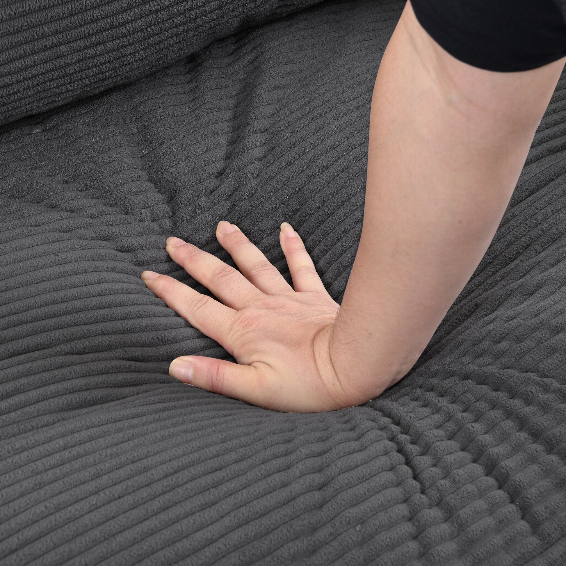 57.9 Corduroy Loveseat Sofa with Wooden Frame, High-Resilience Sponge, and Space-Saving Design