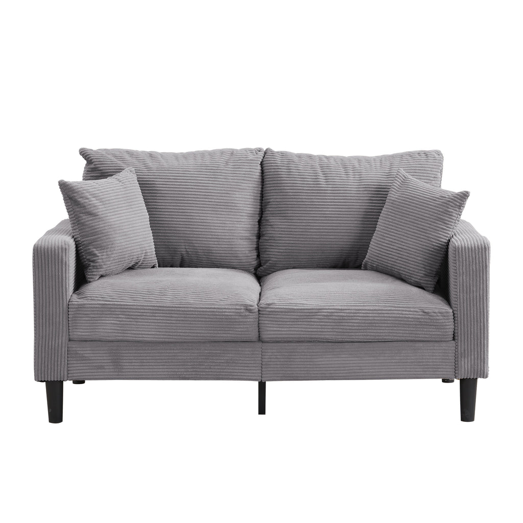 57.9 Corduroy Loveseat Sofa with Wooden Frame, High-Resilience Sponge, and Space-Saving Design