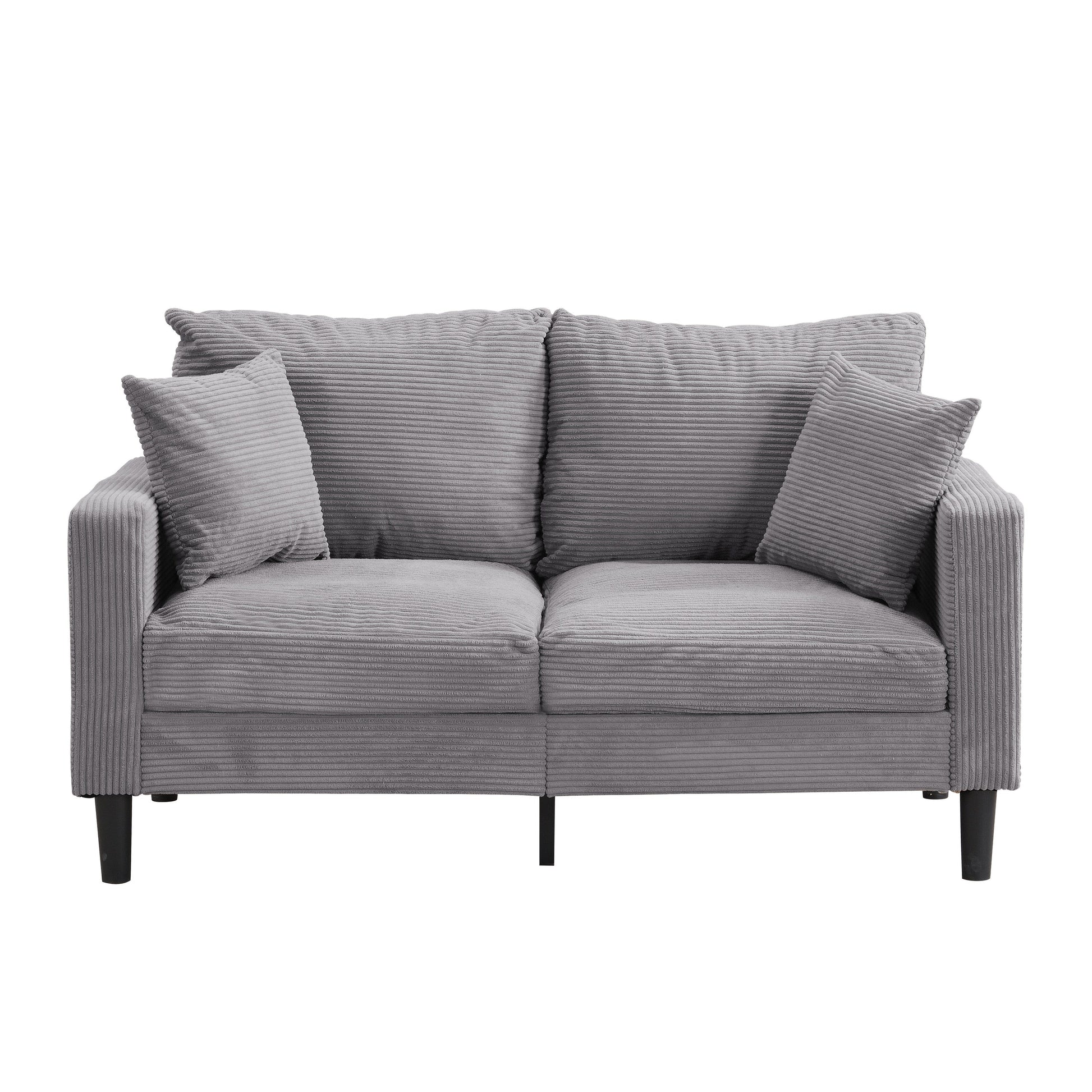 57.9 Corduroy Loveseat Sofa with Wooden Frame, High-Resilience Sponge, and Space-Saving Design