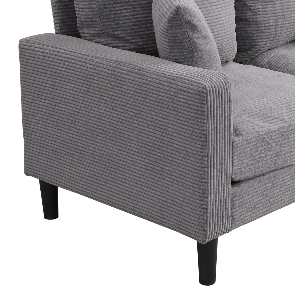 57.9 Corduroy Loveseat Sofa with Wooden Frame, High-Resilience Sponge, and Space-Saving Design