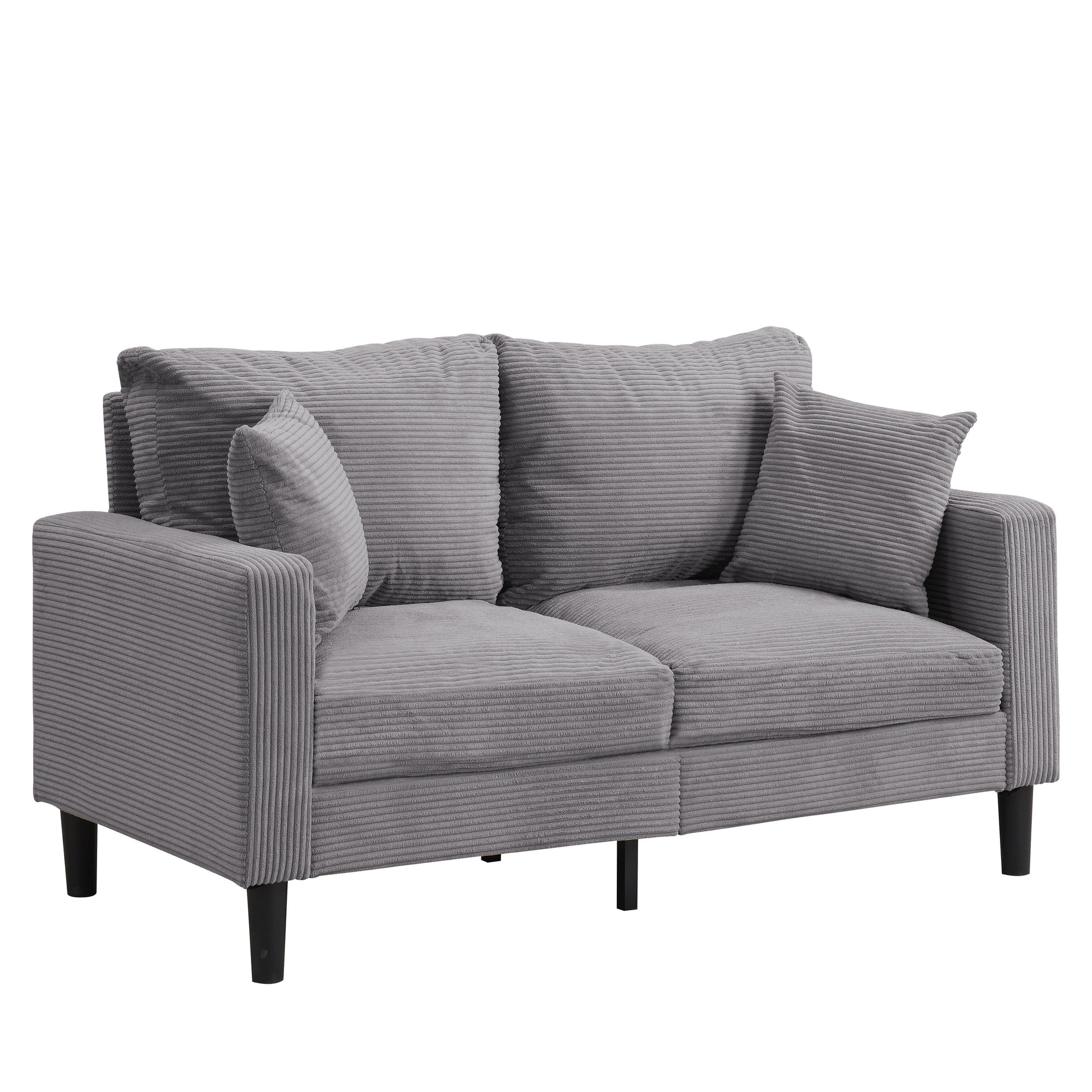 57.9 Corduroy Loveseat Sofa with Wooden Frame, High-Resilience Sponge, and Space-Saving Design