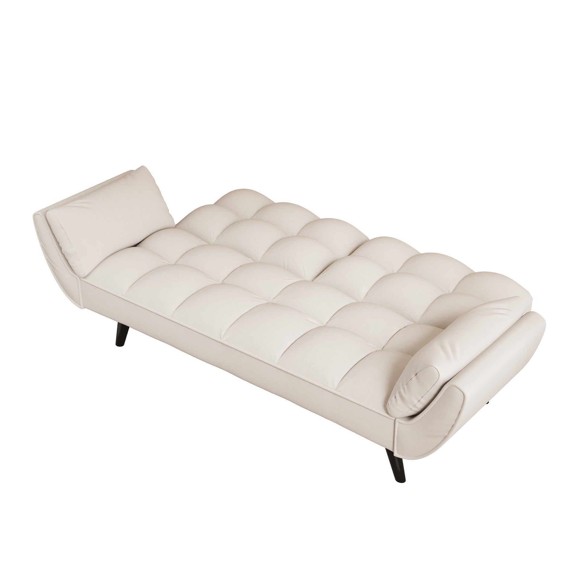 Canapé convertible 2 places en velours 57 avec dossier et accoudoirs réglables, idéal pour les petits espaces.