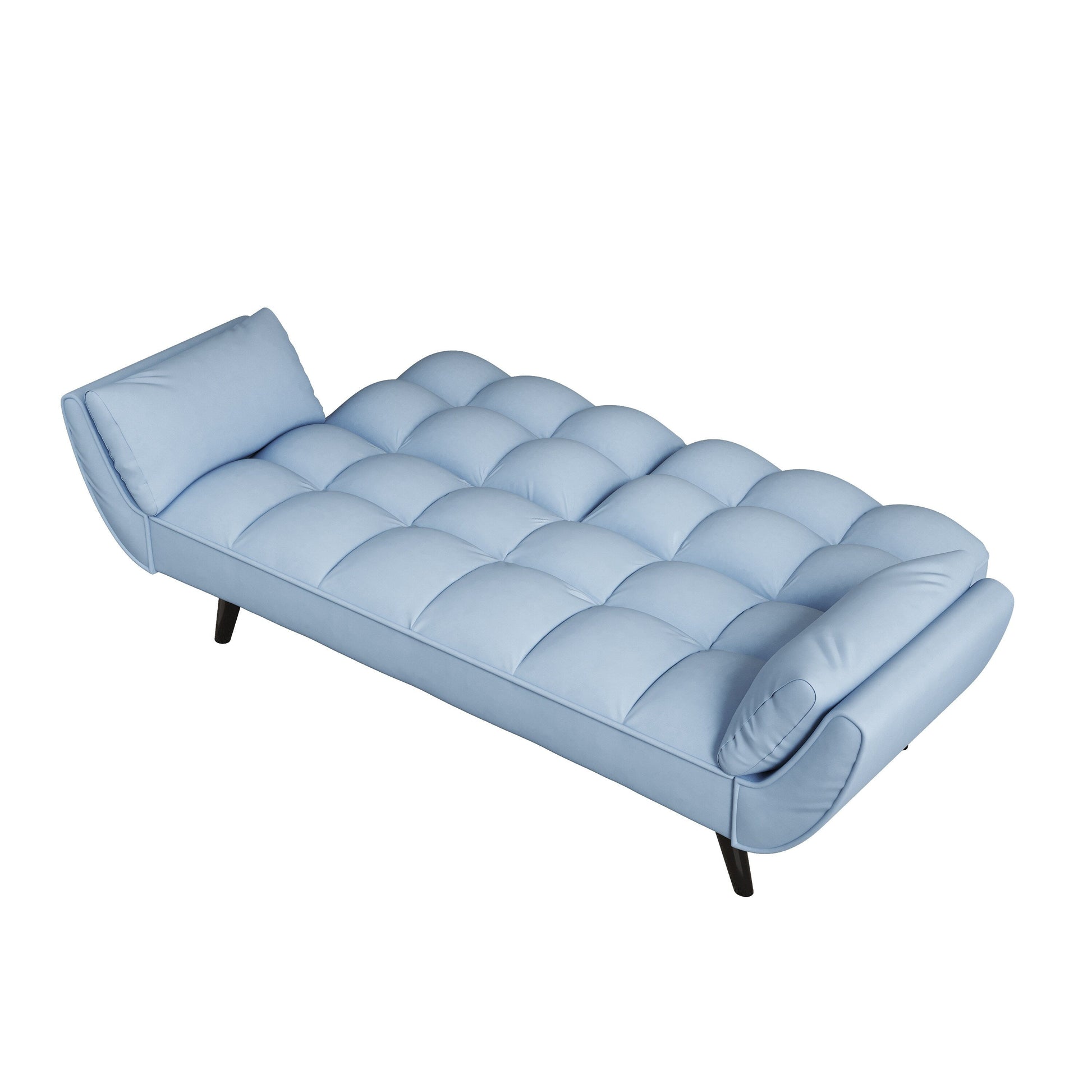 Canapé convertible 2 places en velours 57 avec dossier et accoudoirs réglables, idéal pour les petits espaces.